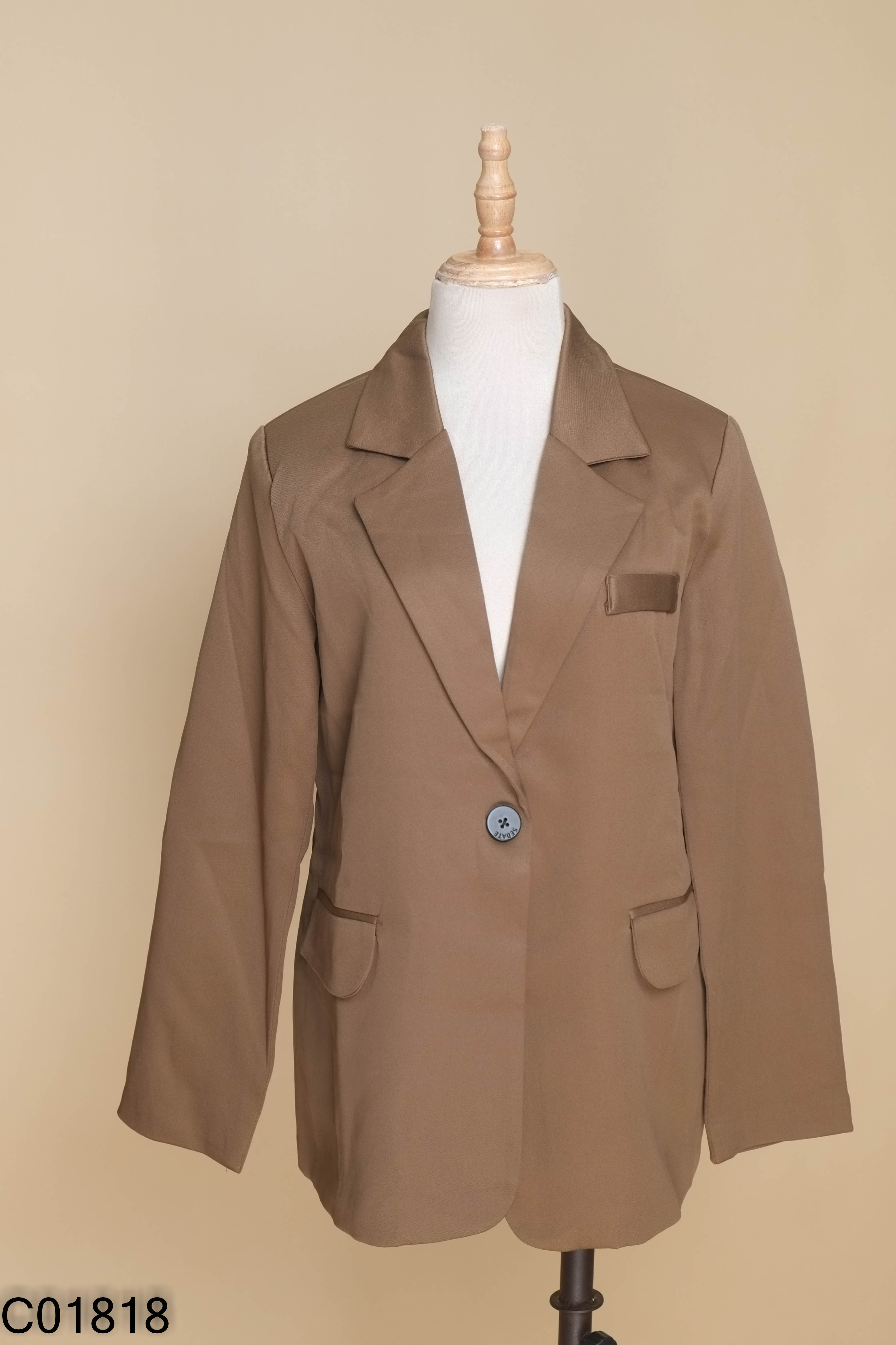 NEWTAG Áo blazer nâu trơn