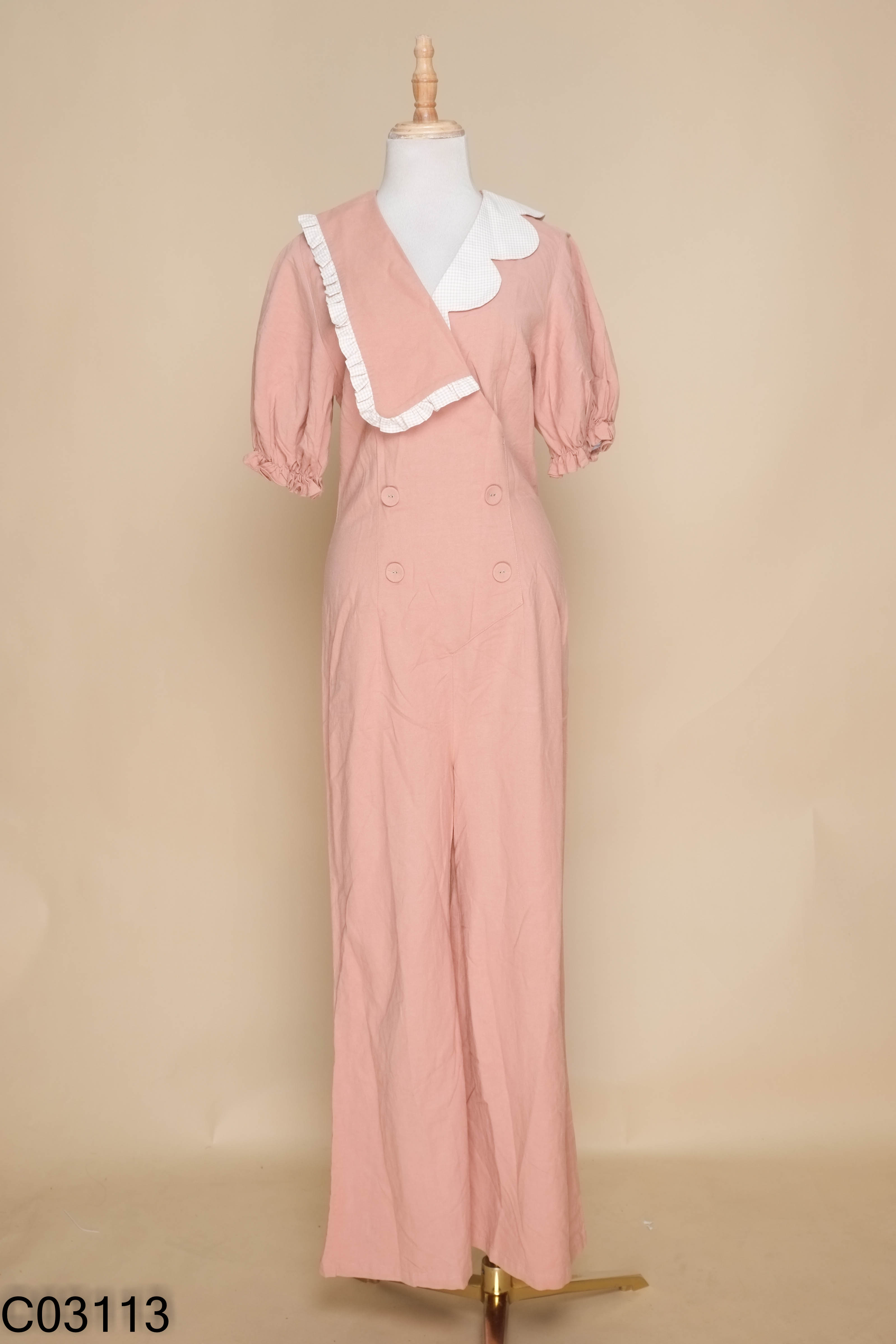 NEWTAG Jumpsuits LYN AROUND hồng phối kẻ caro