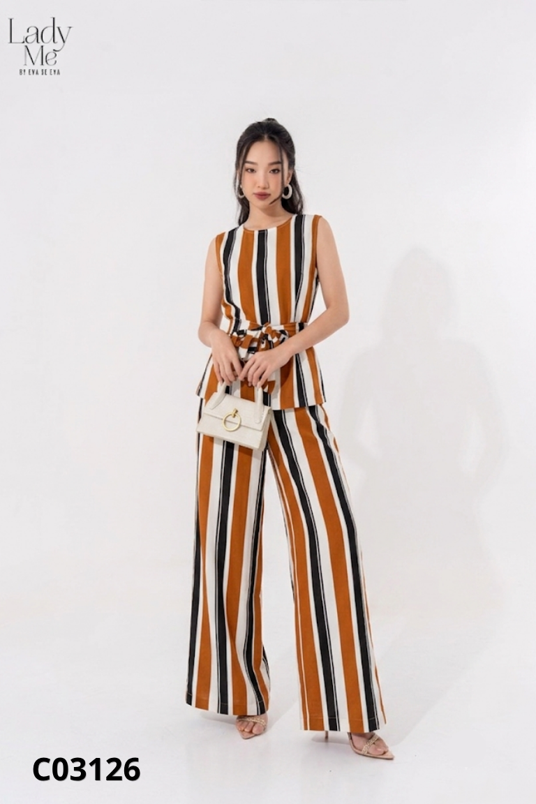 NEWTAG Set EVA DE EVA be sọc màu áo + quần