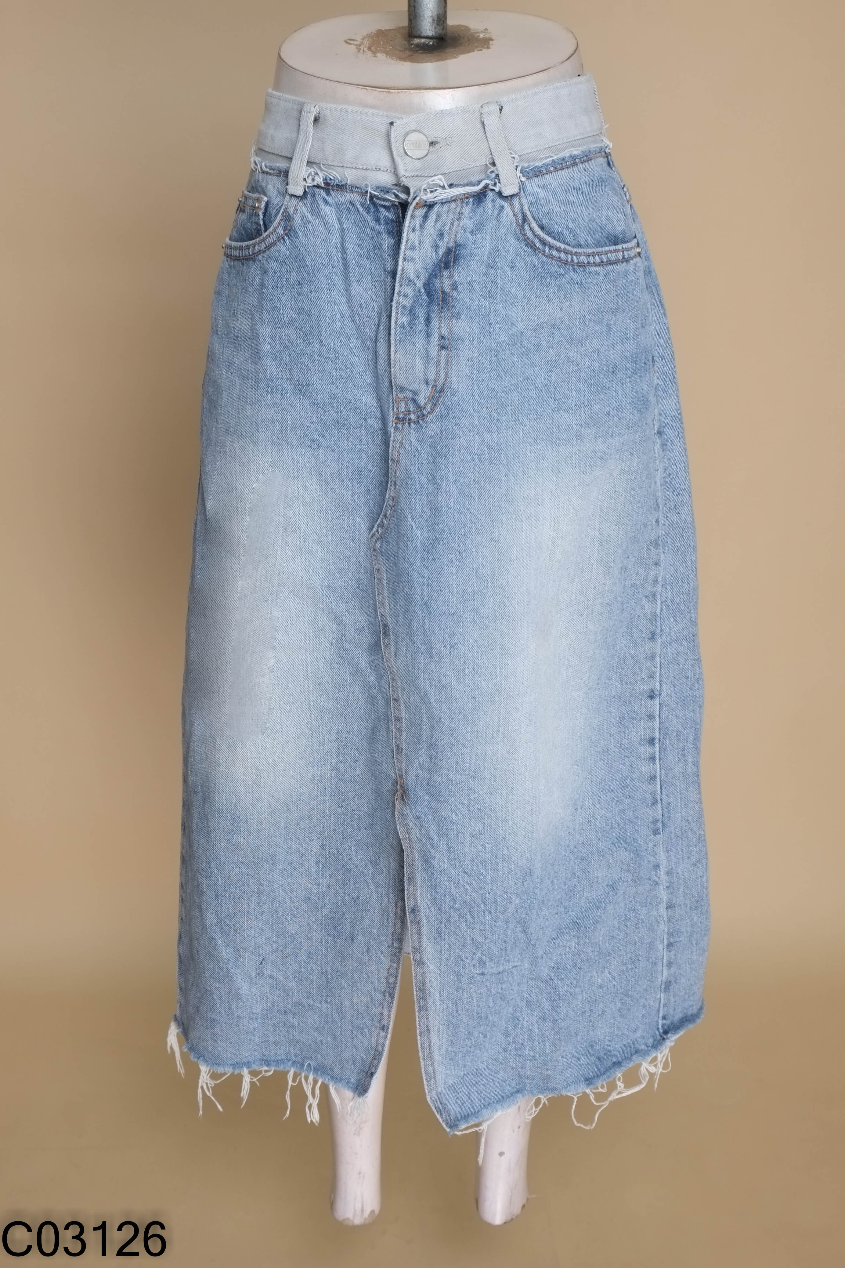 Chân váy ALL PLAN jeans xanh nhạt