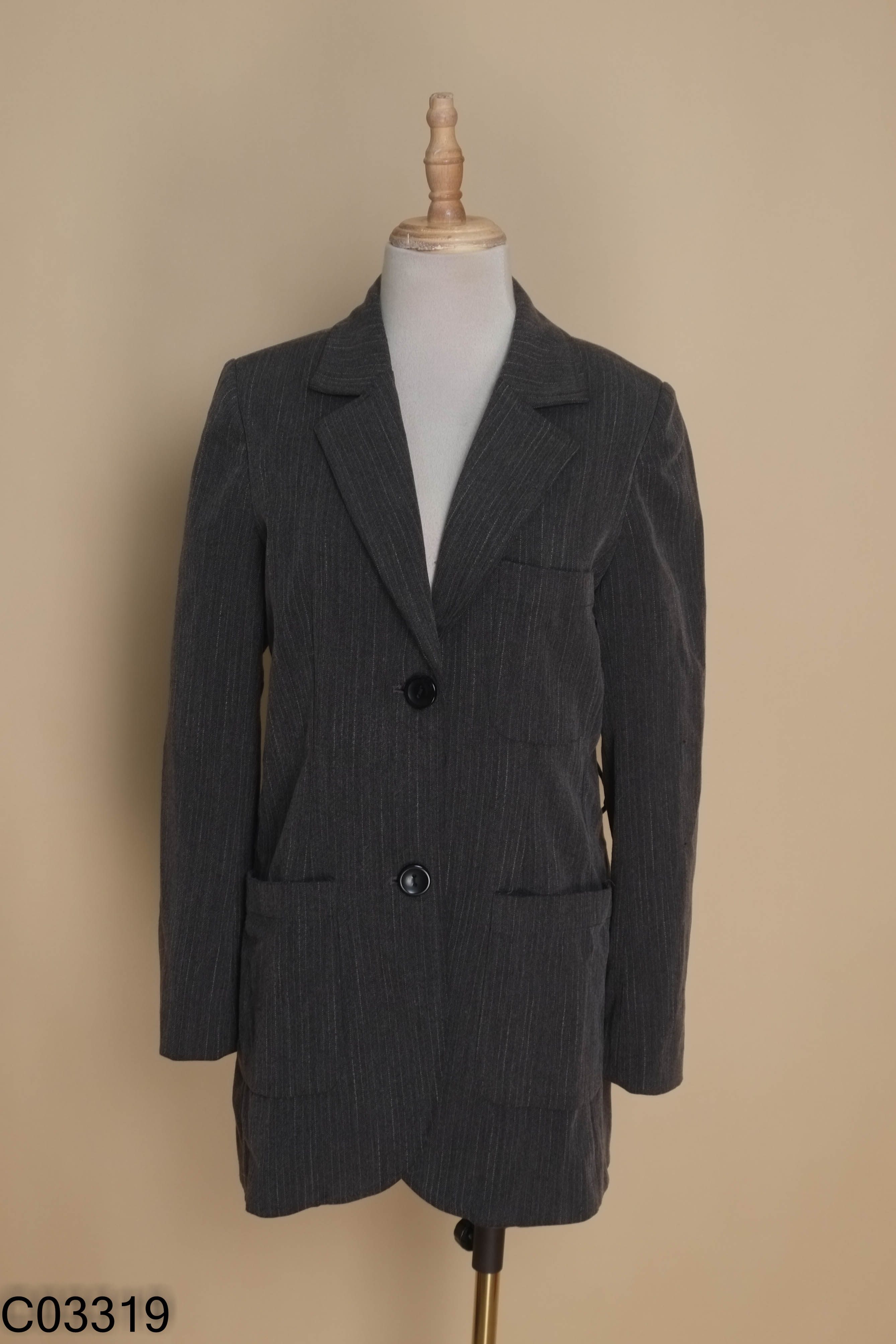 Áo khoác vest 20AGAIN xám kẻ