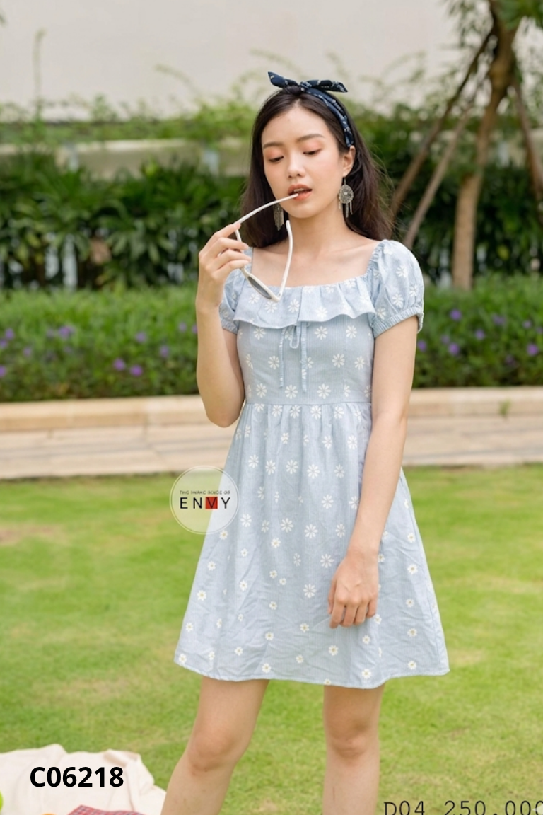 Váy xanh BLEUBIRD hoa trắng