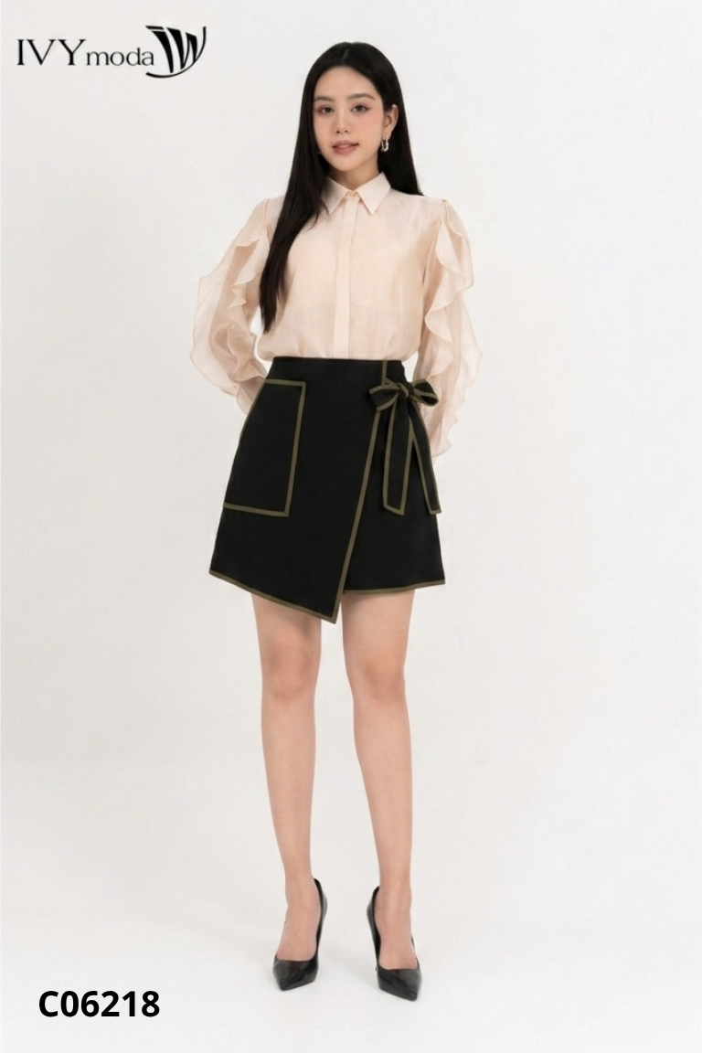 Chân váy IVY MODA đen viền rêu