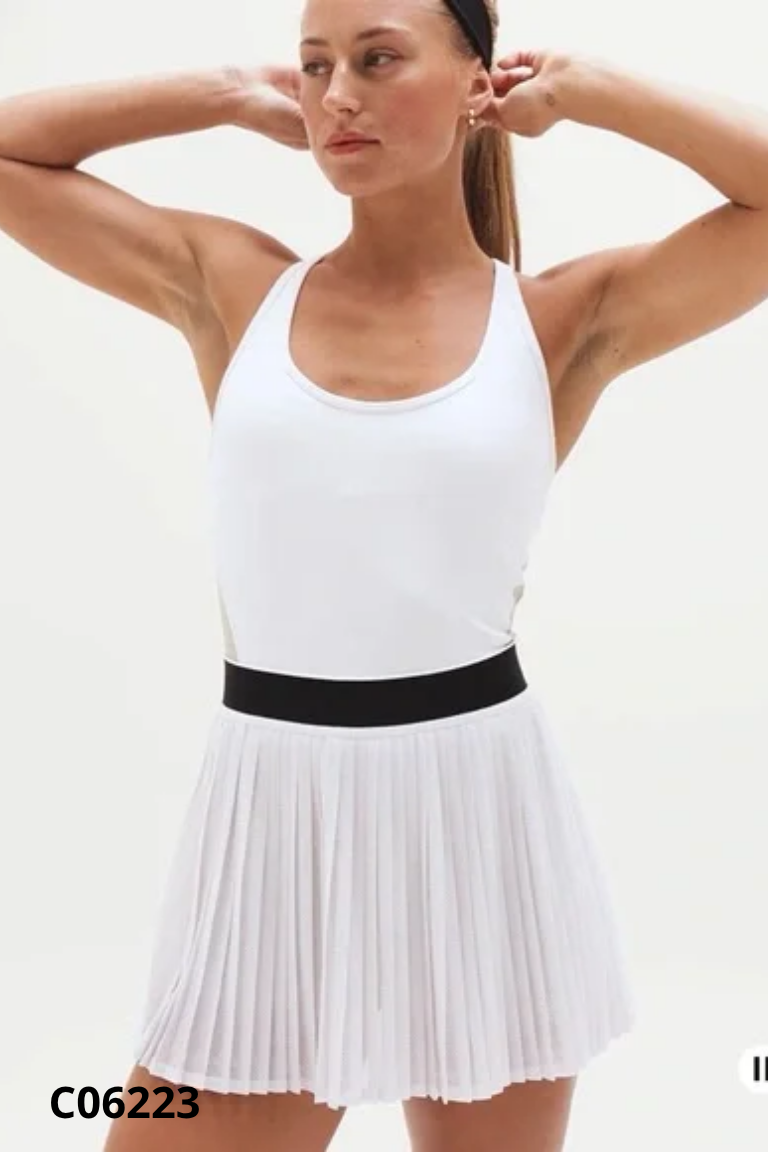 Váy tập trắng ATHLETA xếp ly