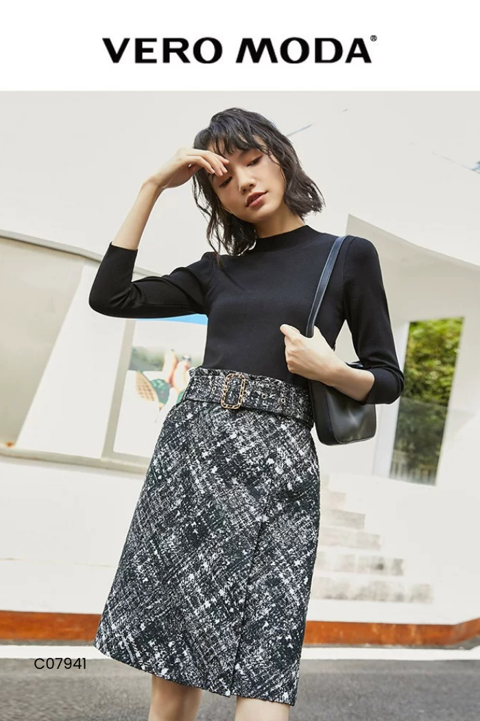 Váy VERO MODA đen phối xám đen
