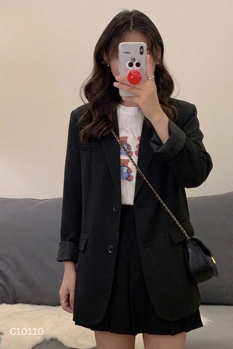 Áo khoác blazers đen cổ vest