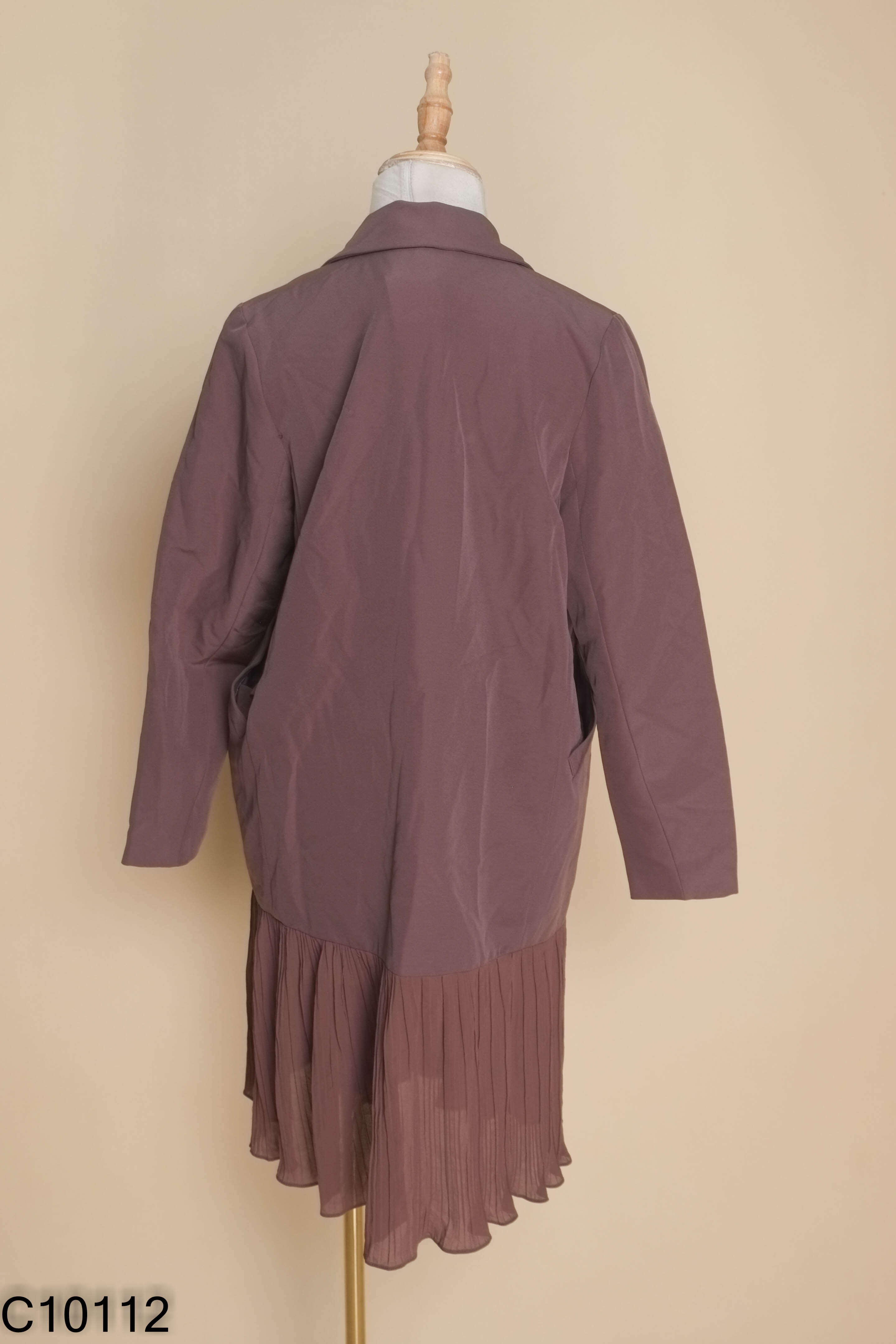 Váy kiểu vest tím phối xếp ly