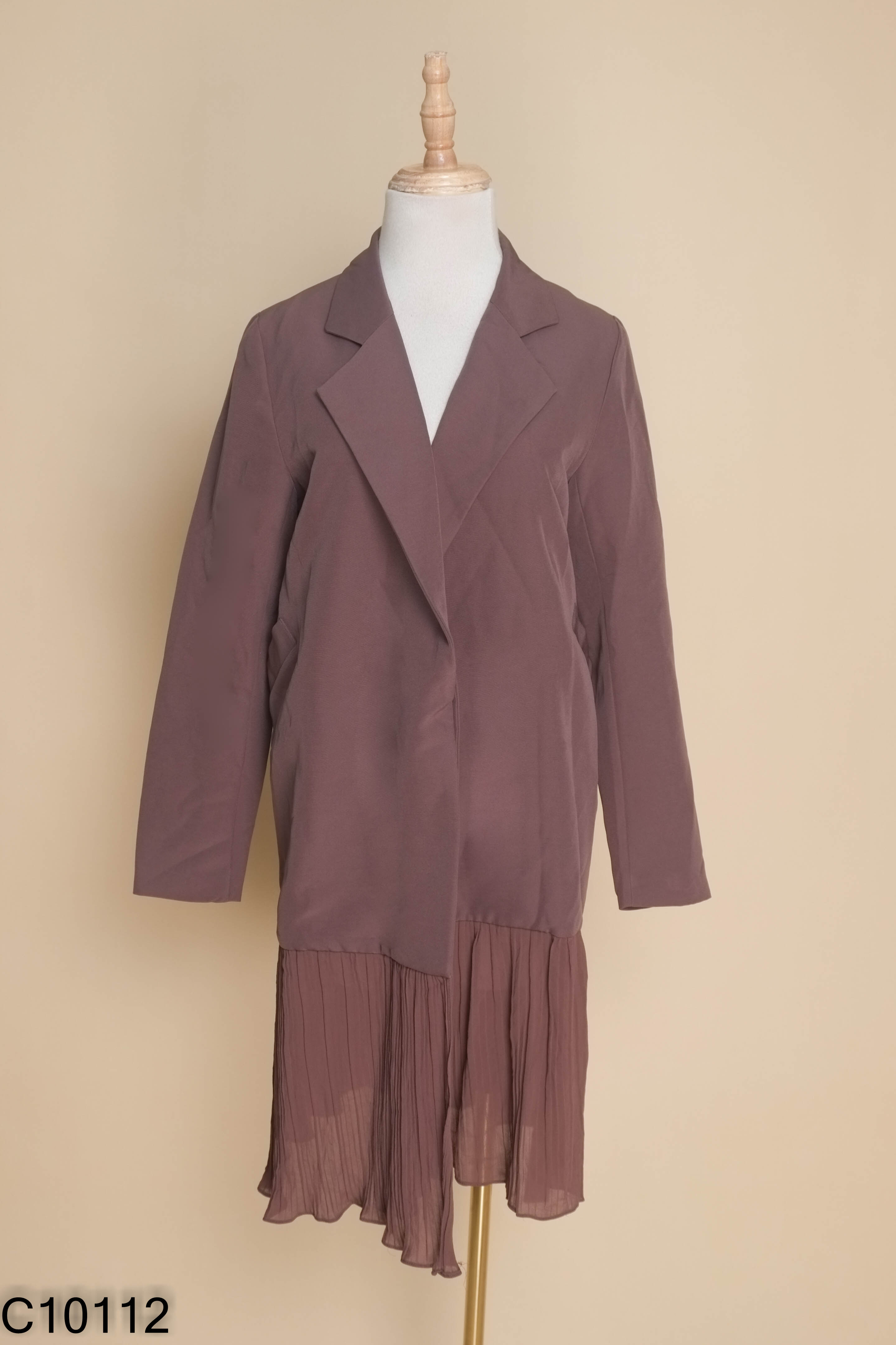 Váy kiểu vest tím phối xếp ly