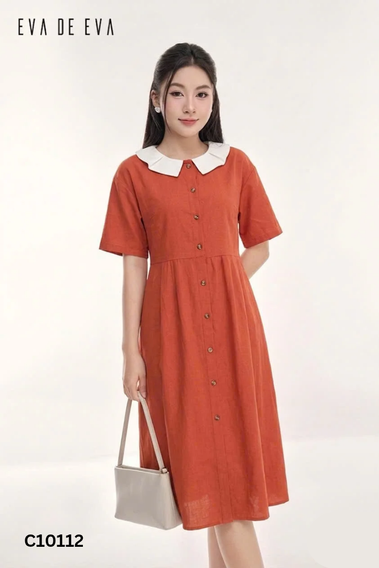Váy cam cổ bèo