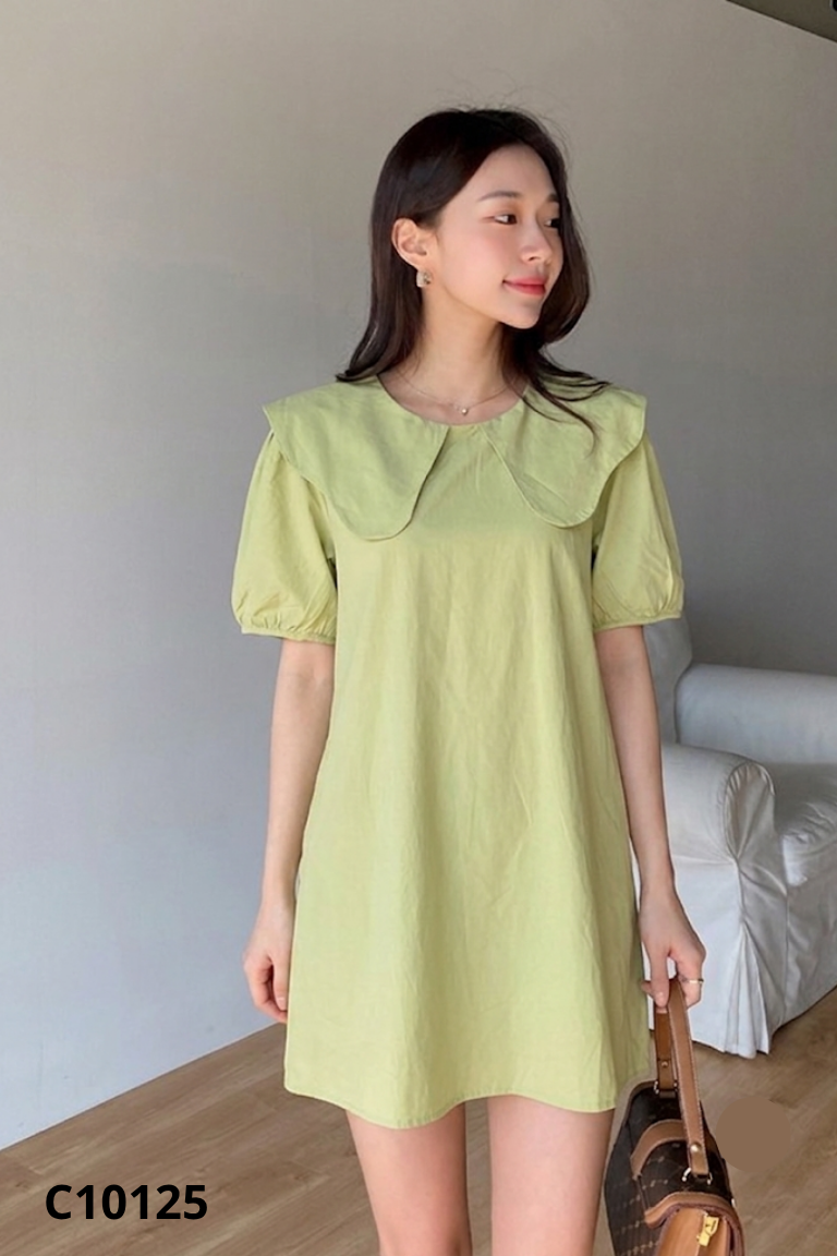 NEWTAG Váy xanh cổ sen