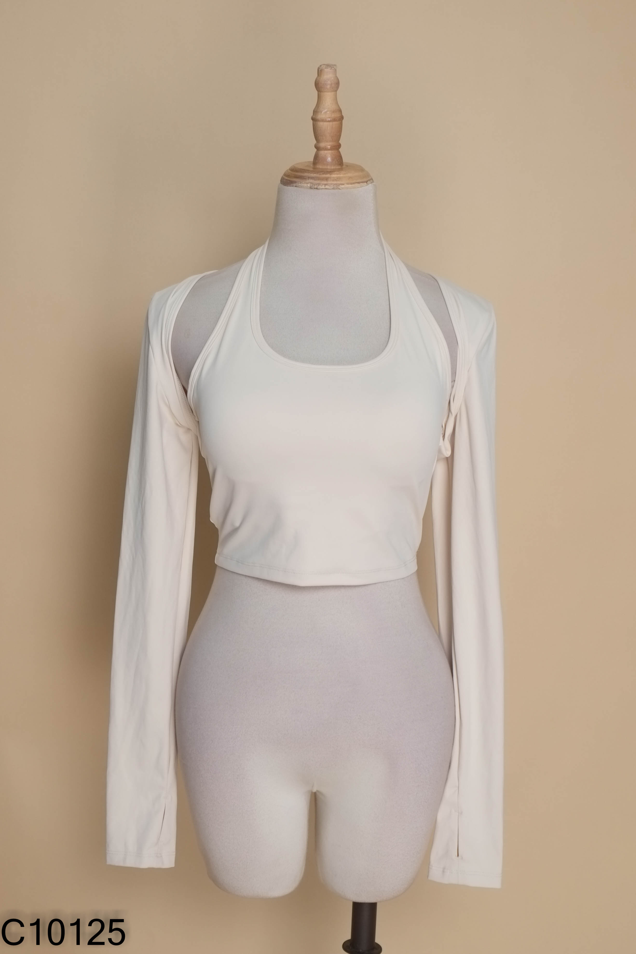 Áo tập be croptop