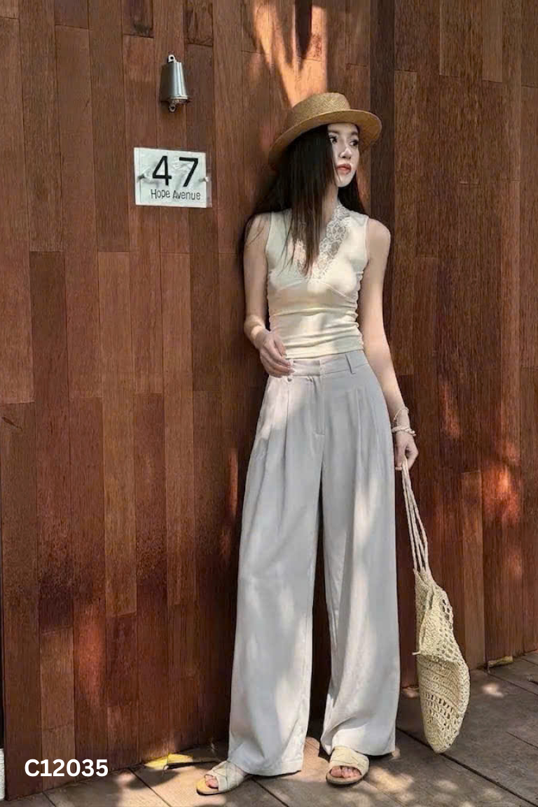Quần xanh ống suông