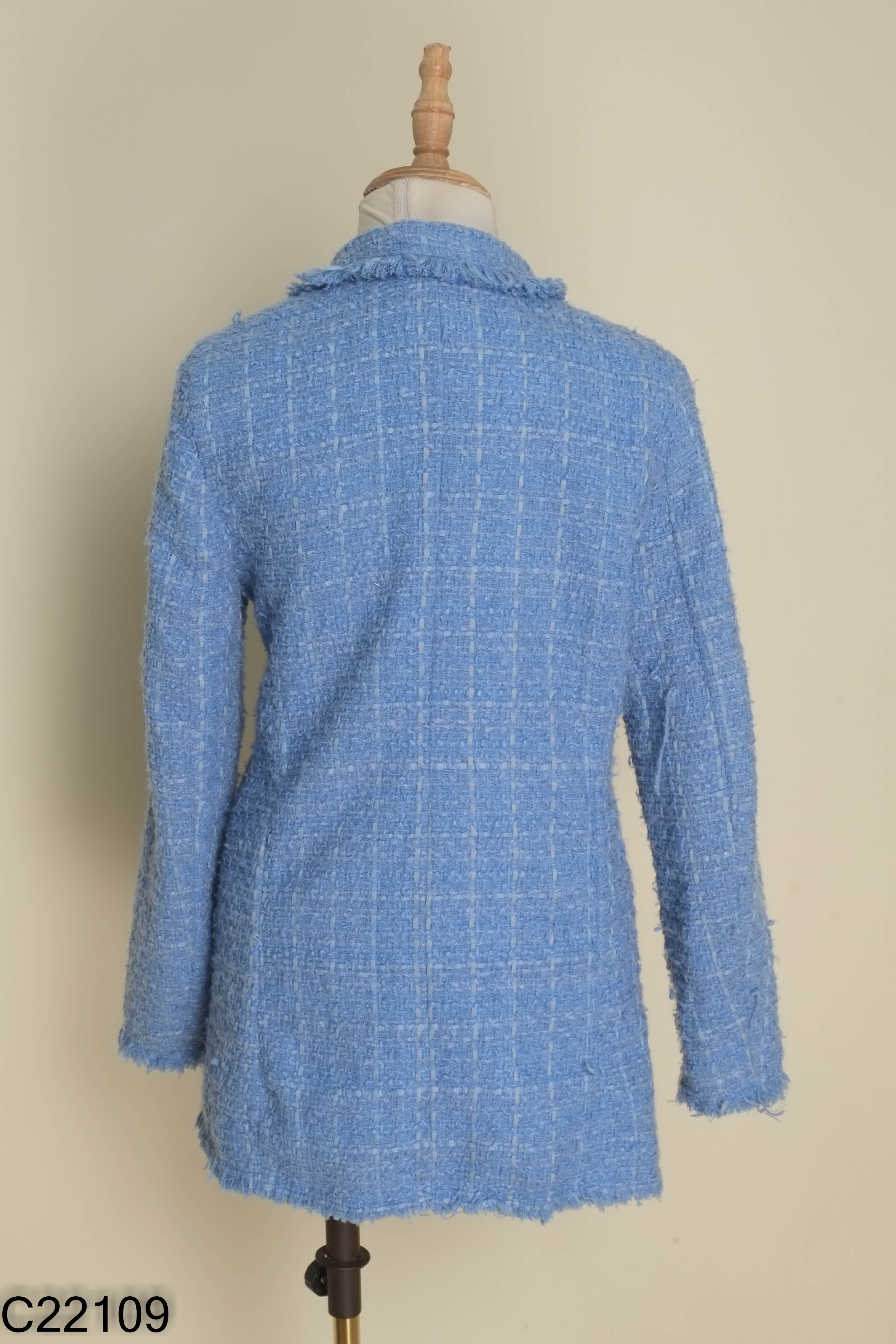 Áo dạ xanh cổ vest