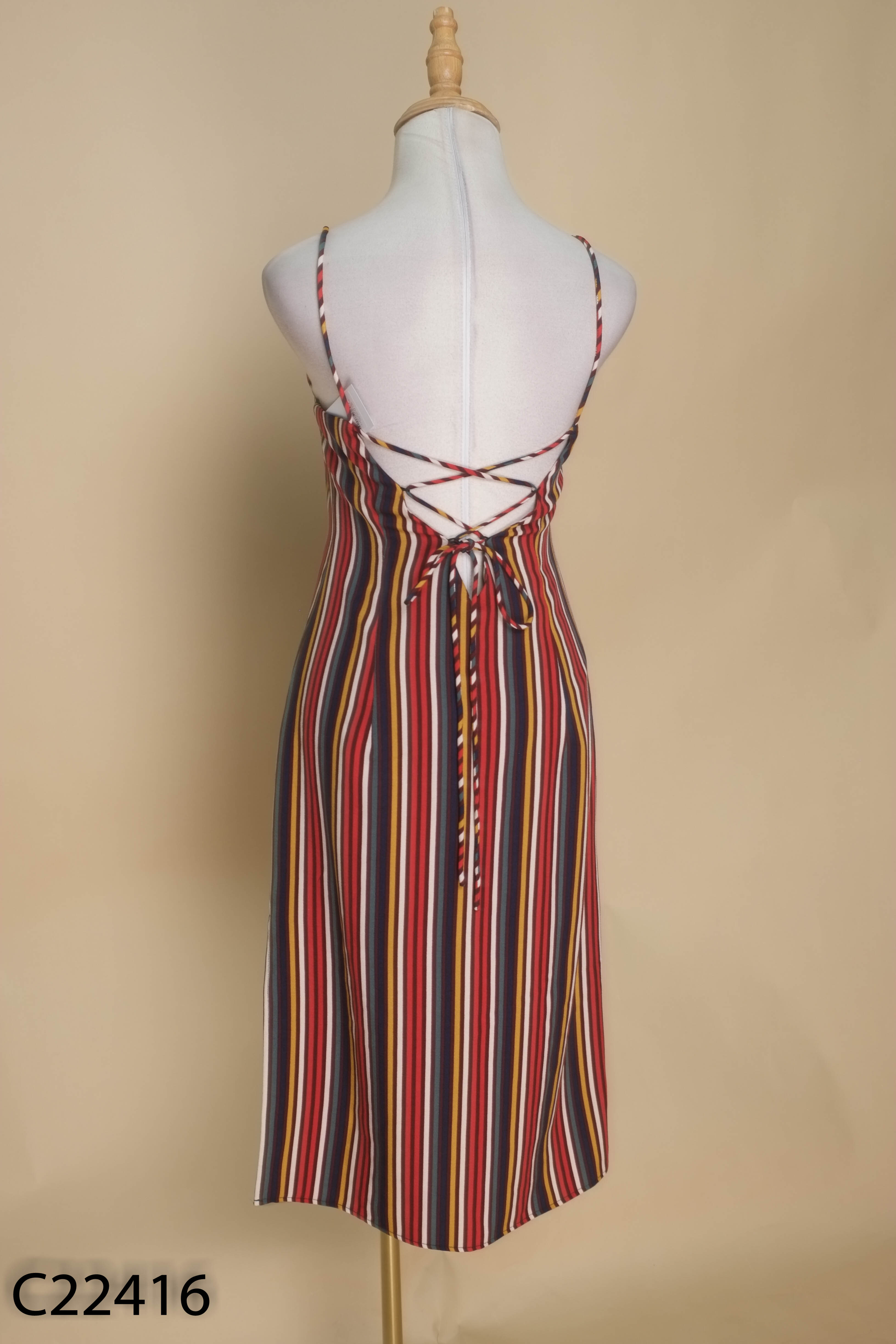Váy hai dây sọc kẻ màu sắc ADORE DRESS