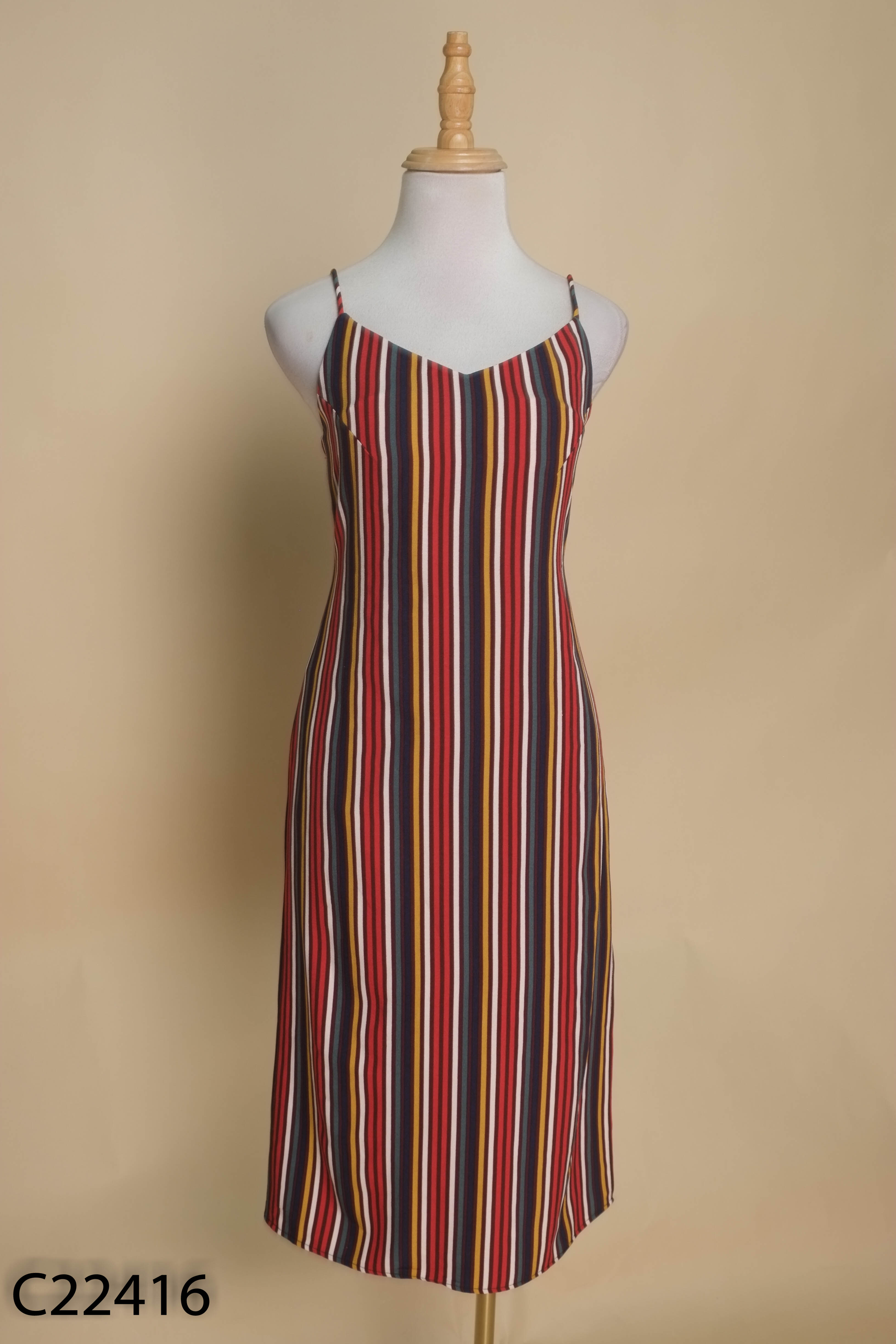 Váy hai dây sọc kẻ màu sắc ADORE DRESS