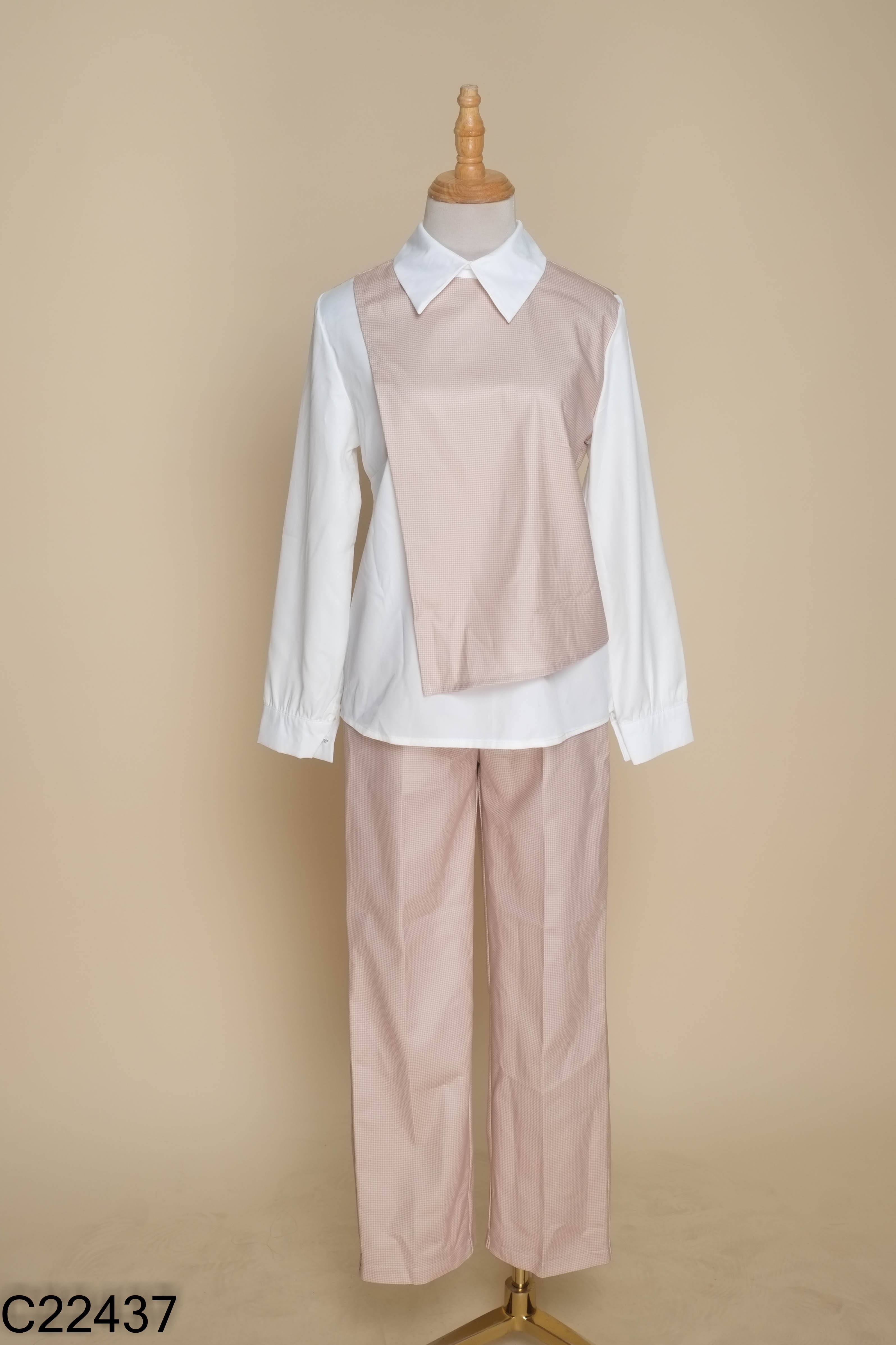 Set MLEE áo + quần dài nâu họa tiết