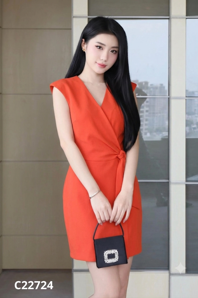Váy cam M COLLECTION cổ tim