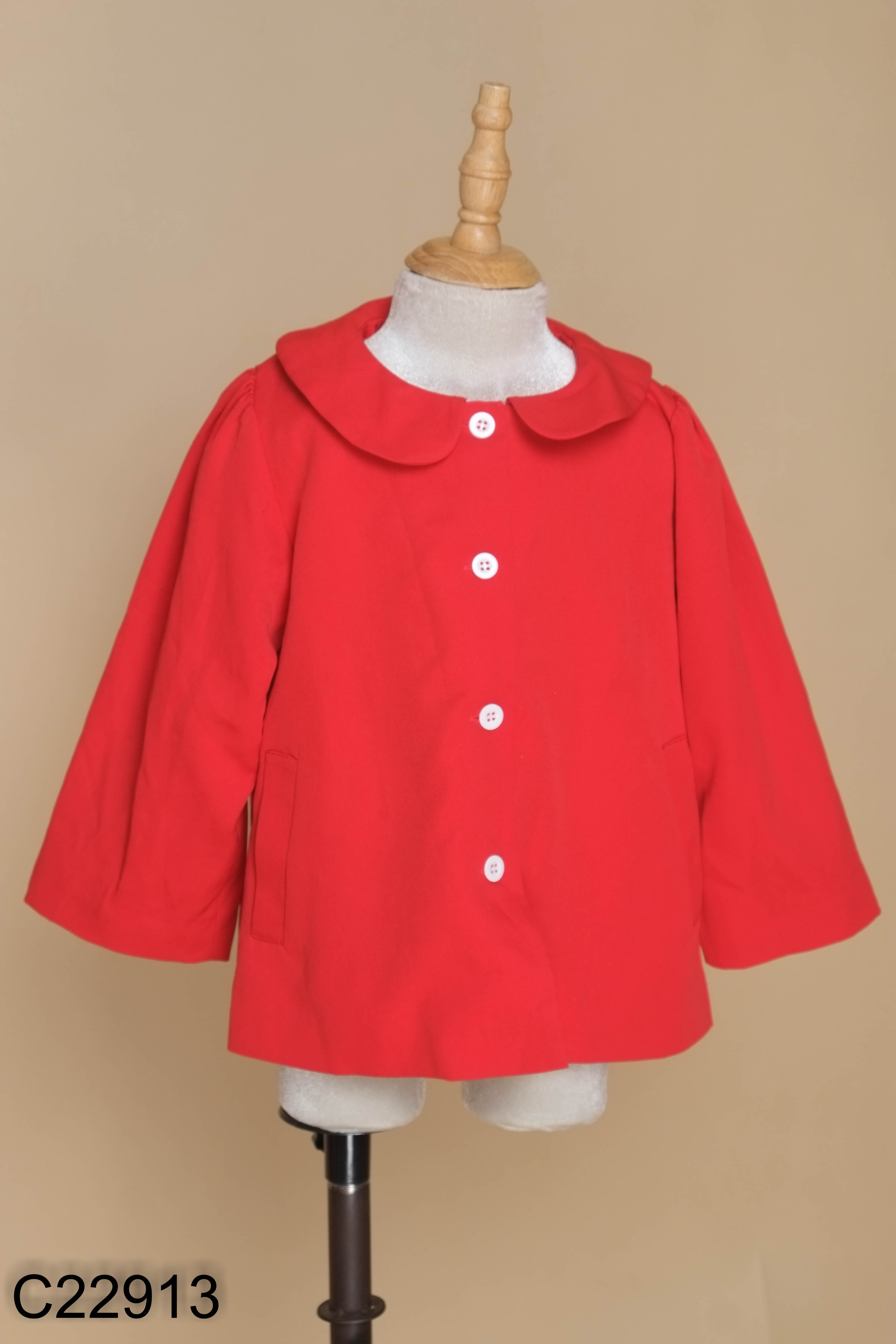 NEWTAG Áo đỏ cổ sen phối cúc KIDS