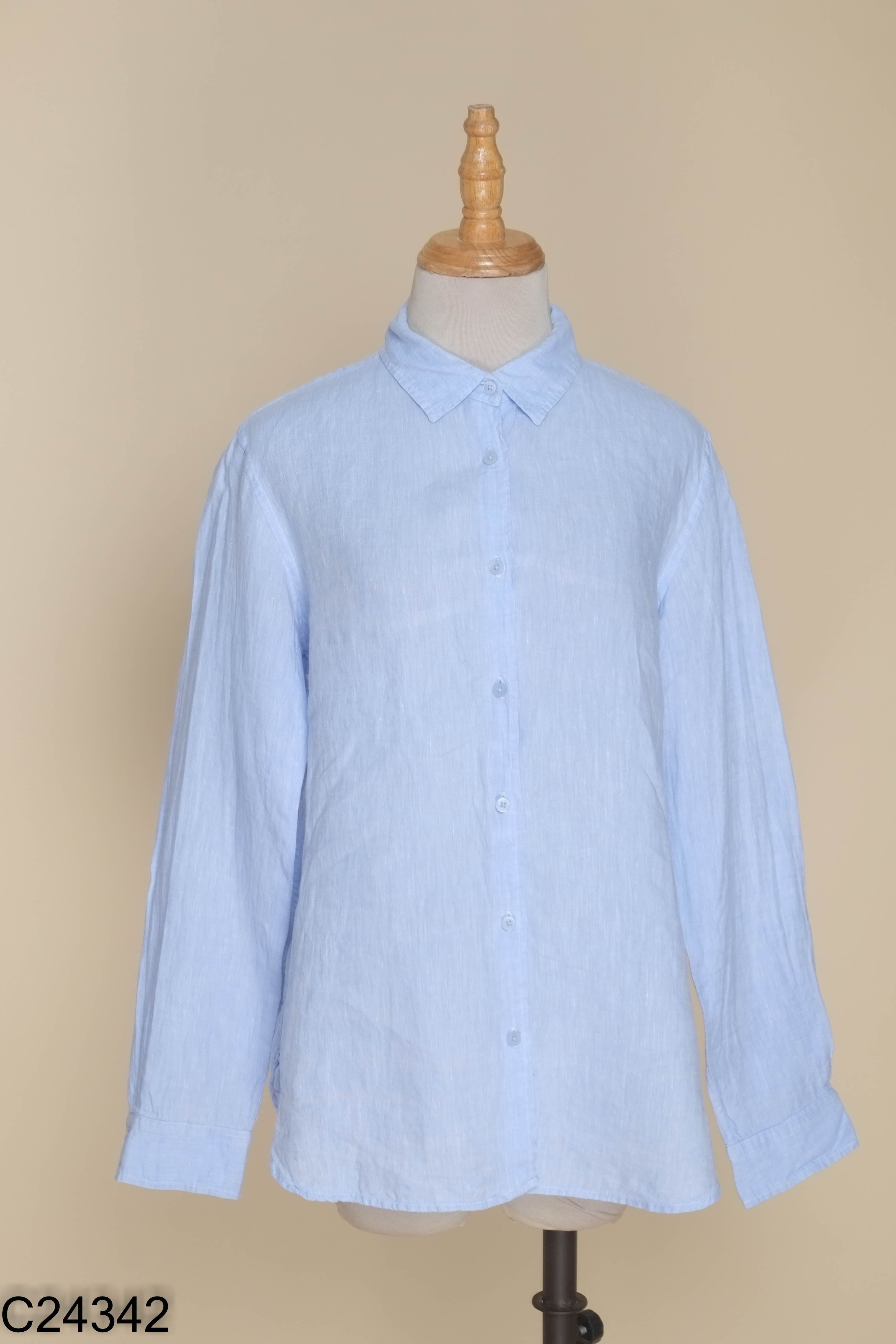 Áo sơ mi xanh dương UNIQLO trơn