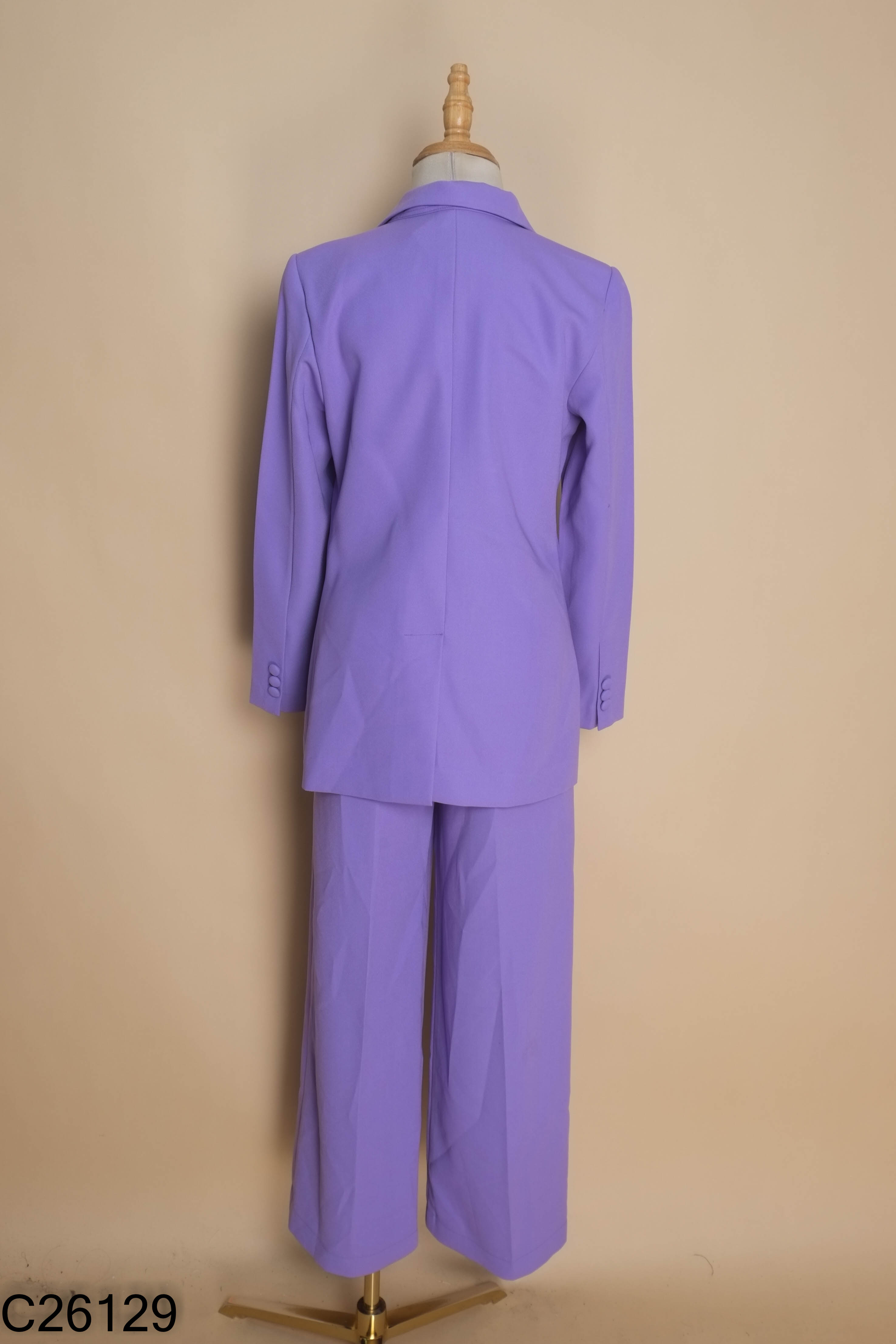 Set tím áo blazers + quần dài