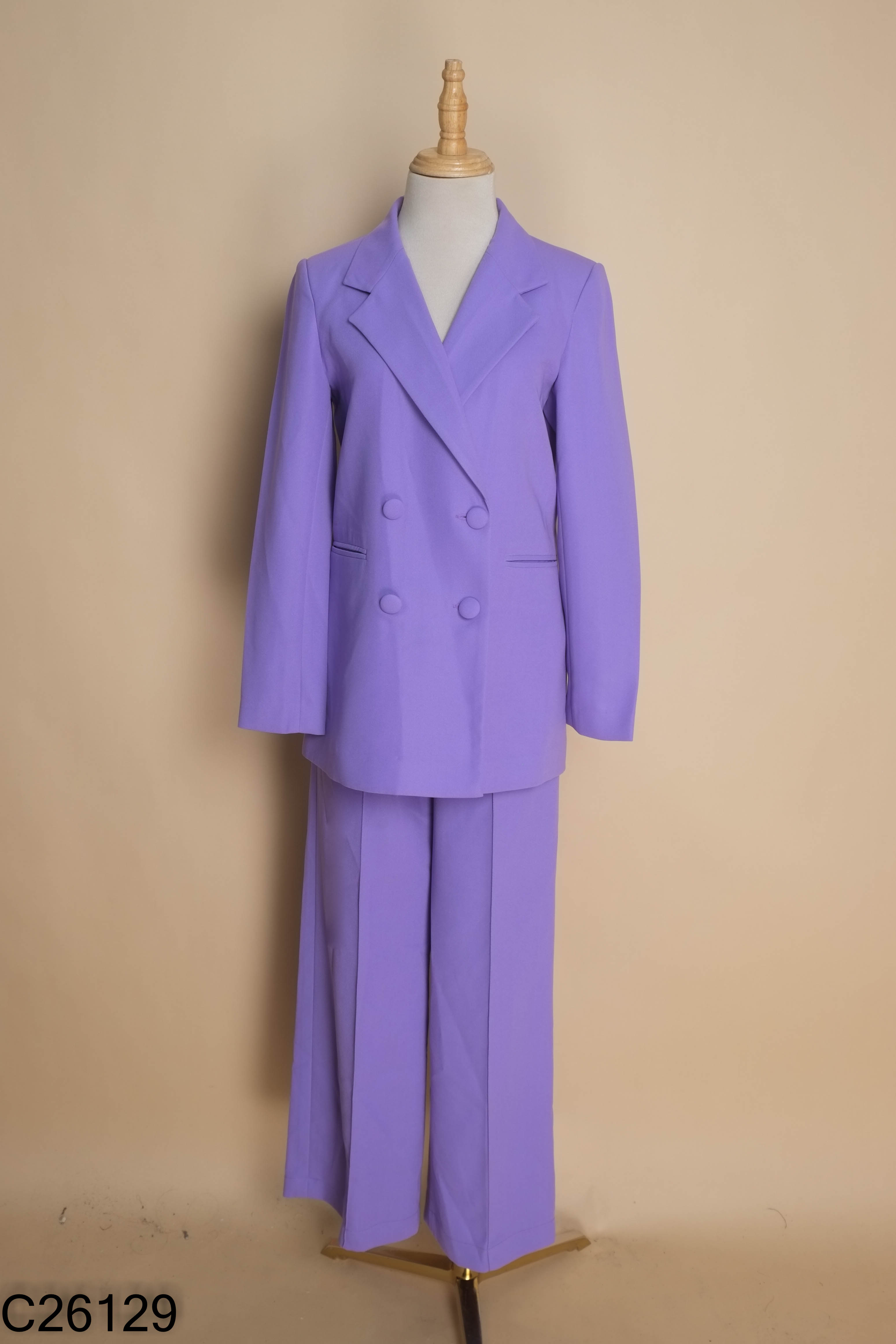 Set tím áo blazers + quần dài