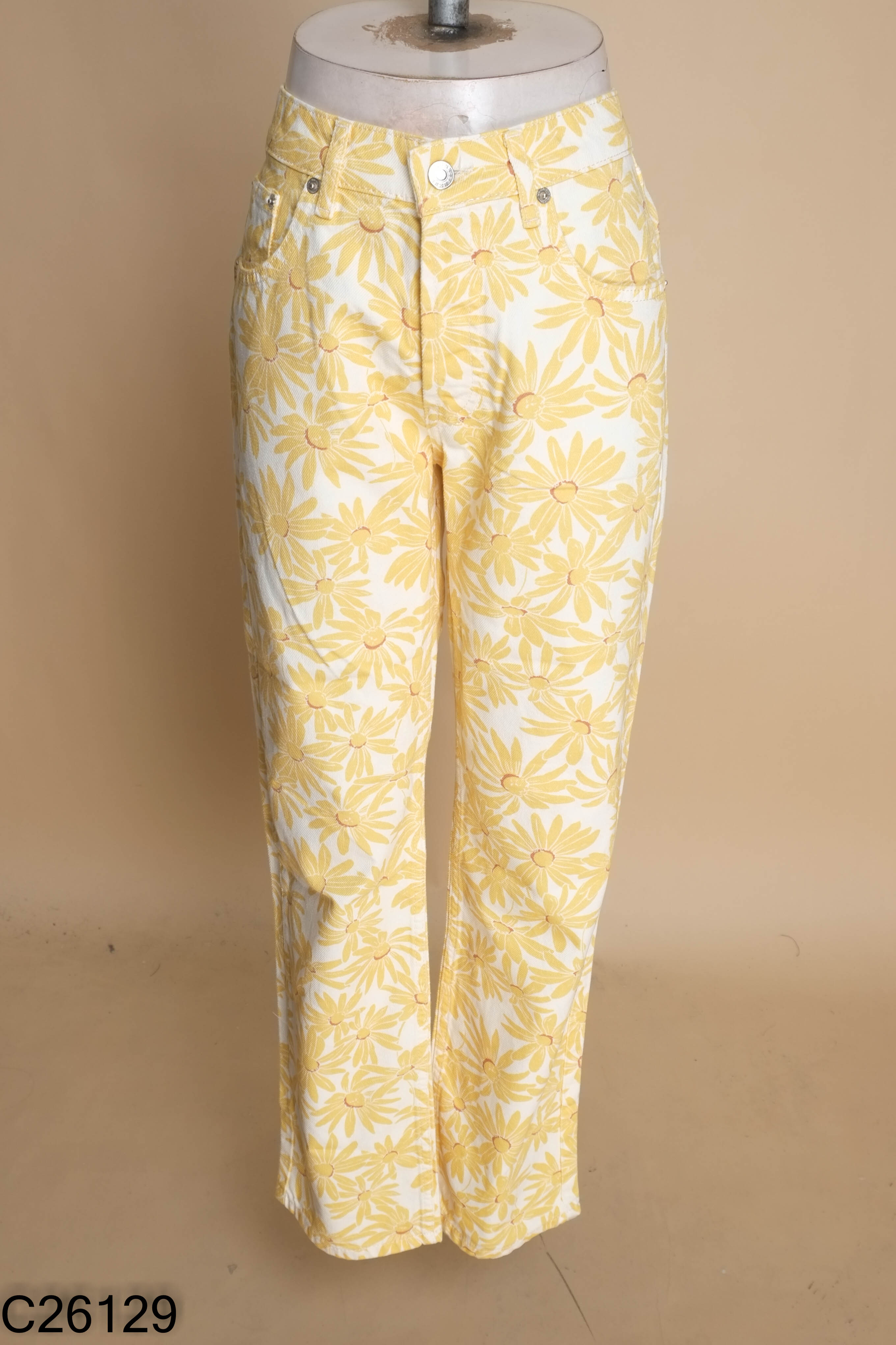 Quần MANGO jeans be hoa vàng