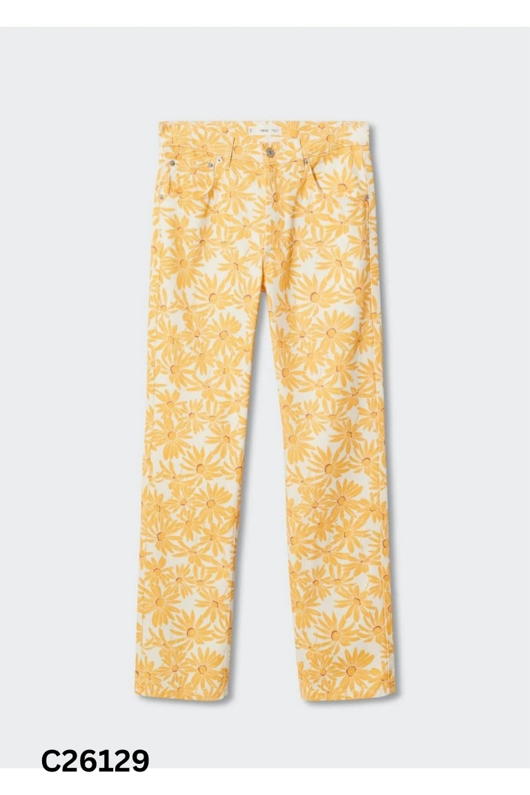 Quần MANGO jeans be hoa vàng