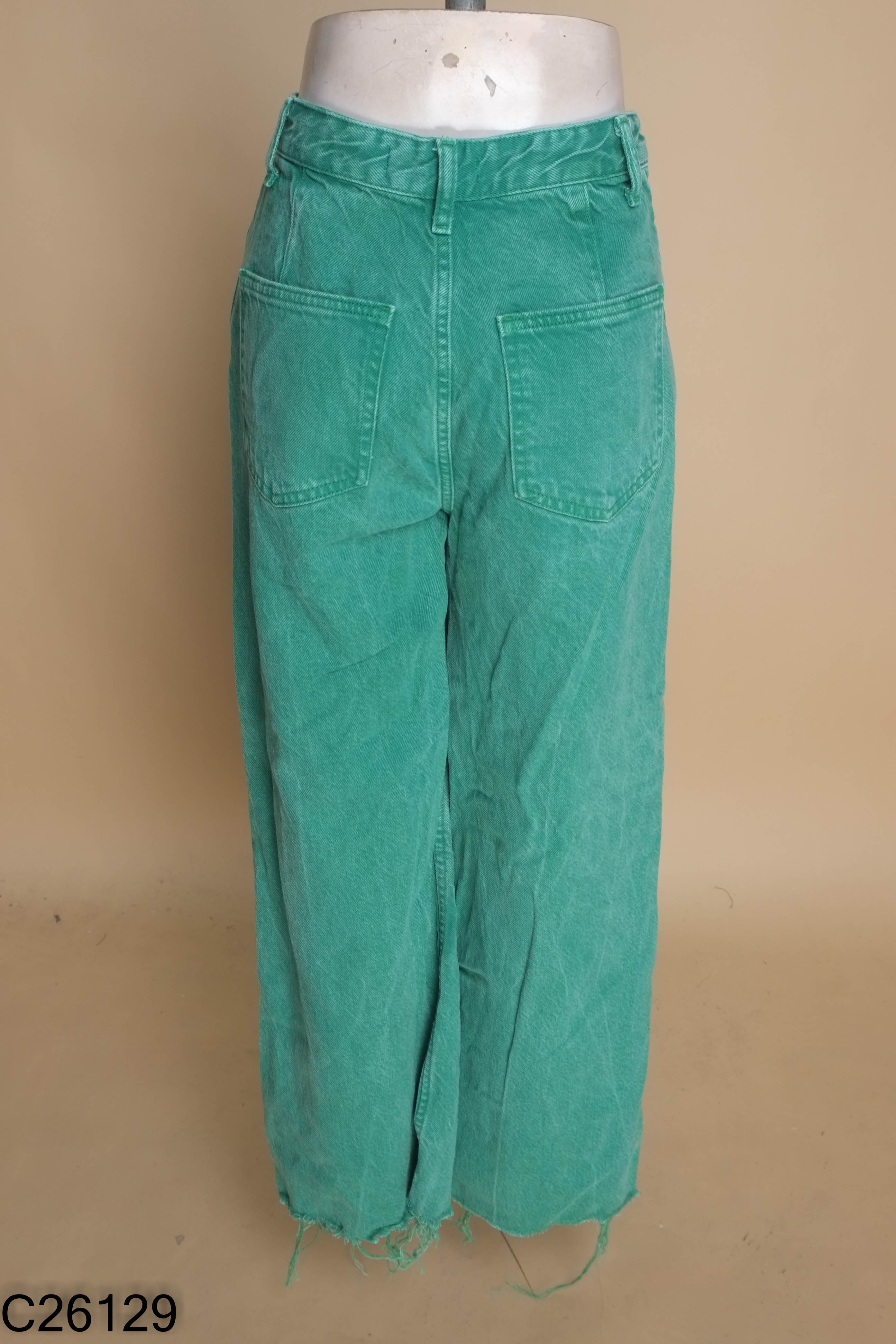 Quần MANGO jeans xanh tua rua