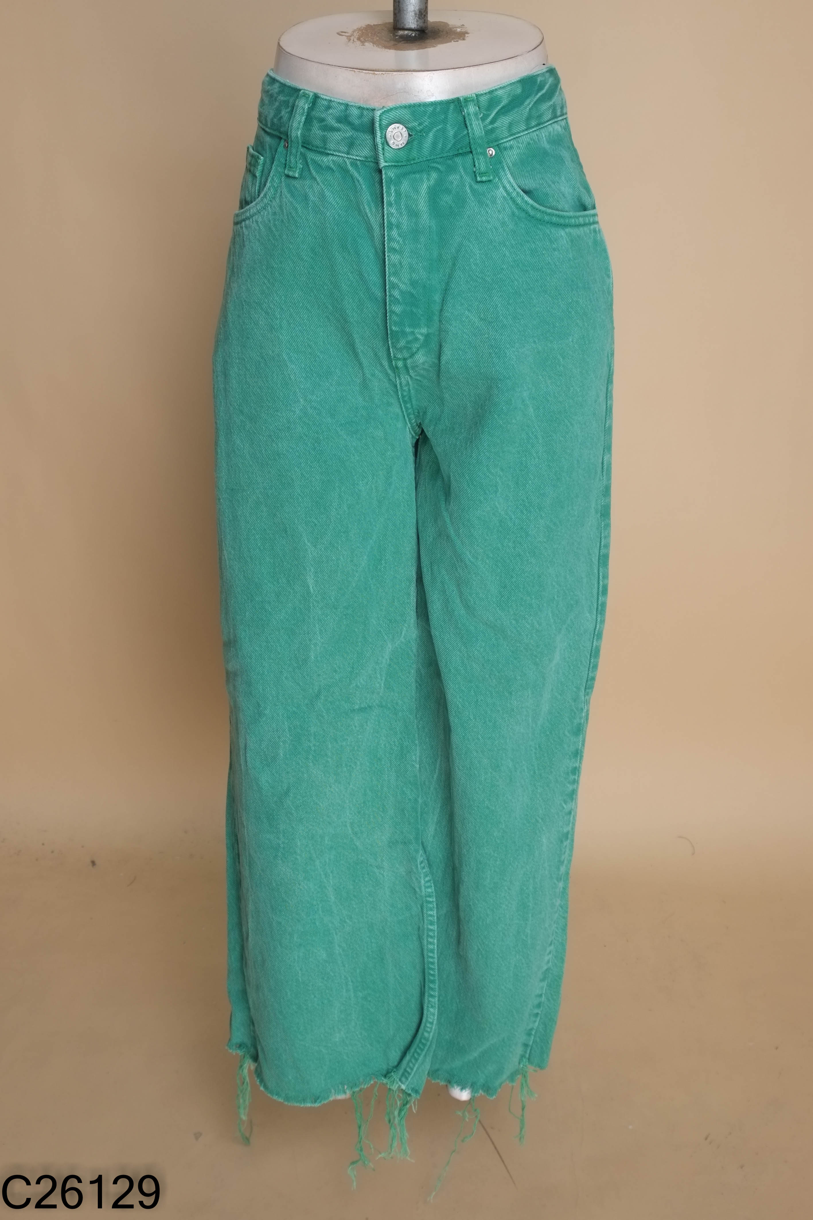 Quần MANGO jeans xanh tua rua