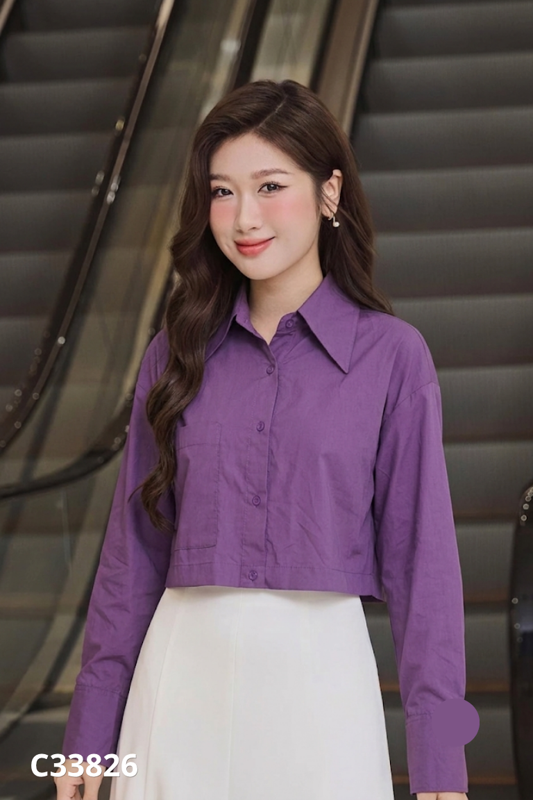 Áo LUCY sơ mi tím đậm