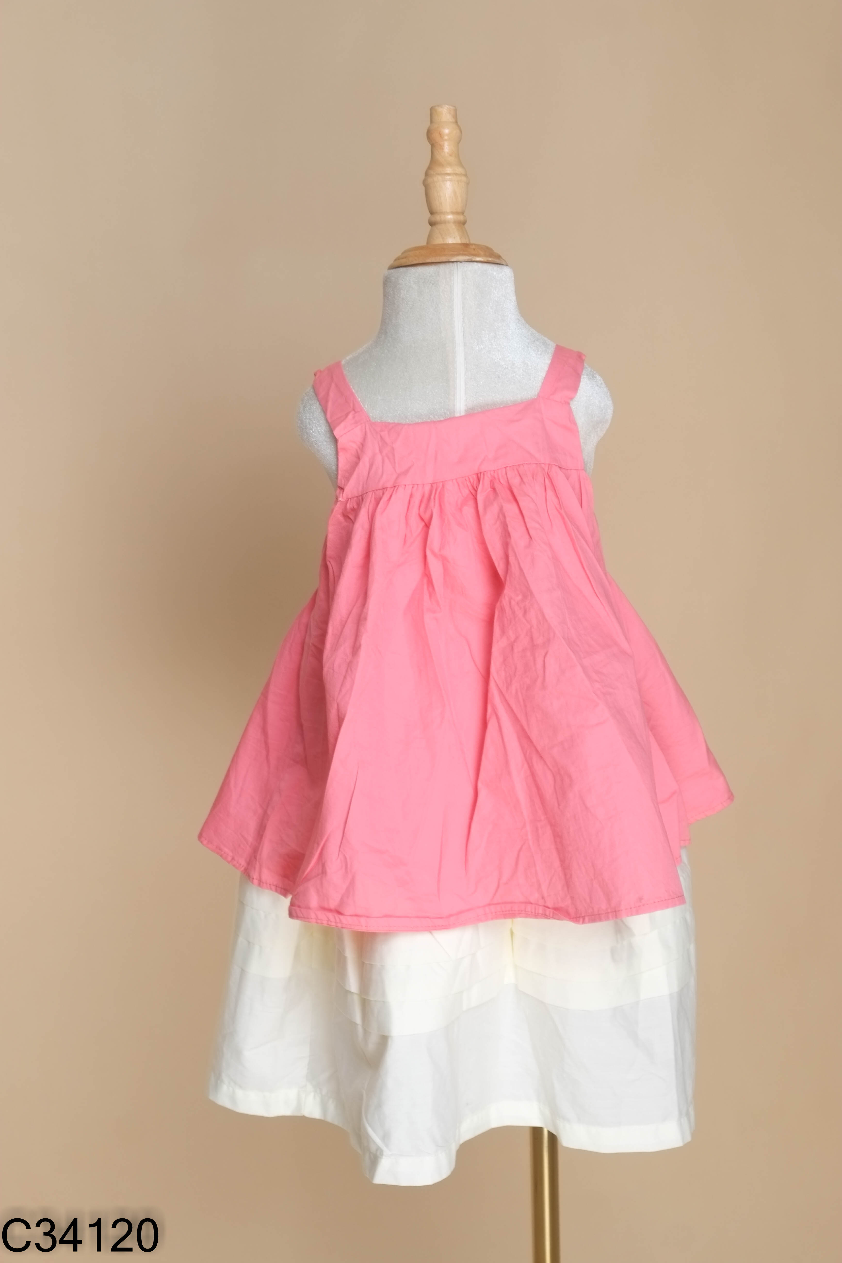 SET áo 2 dây hồng+chân váy KIDS
