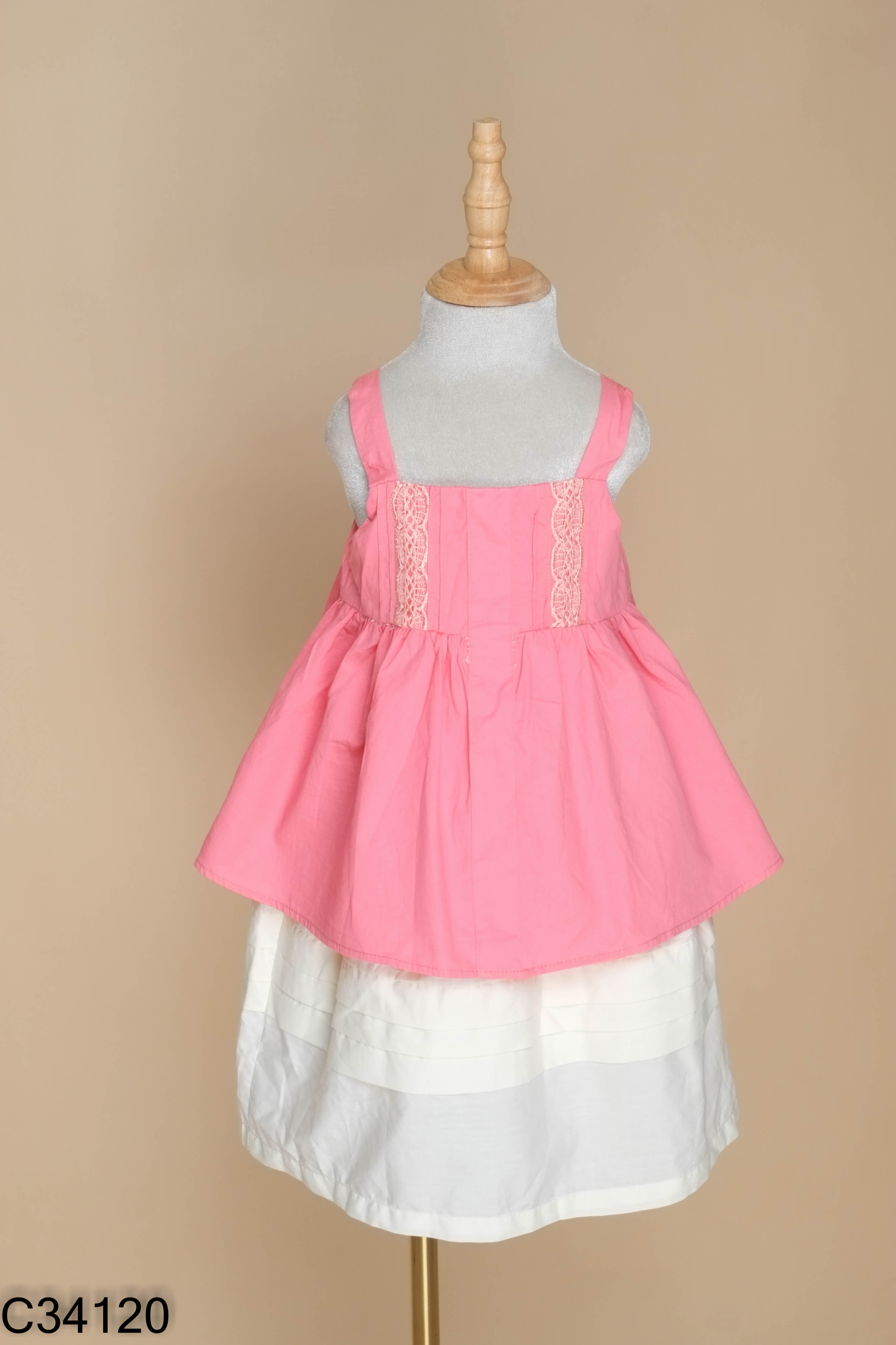 SET áo 2 dây hồng+chân váy KIDS