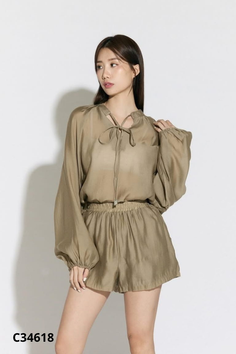 Set áo + quần short nâu