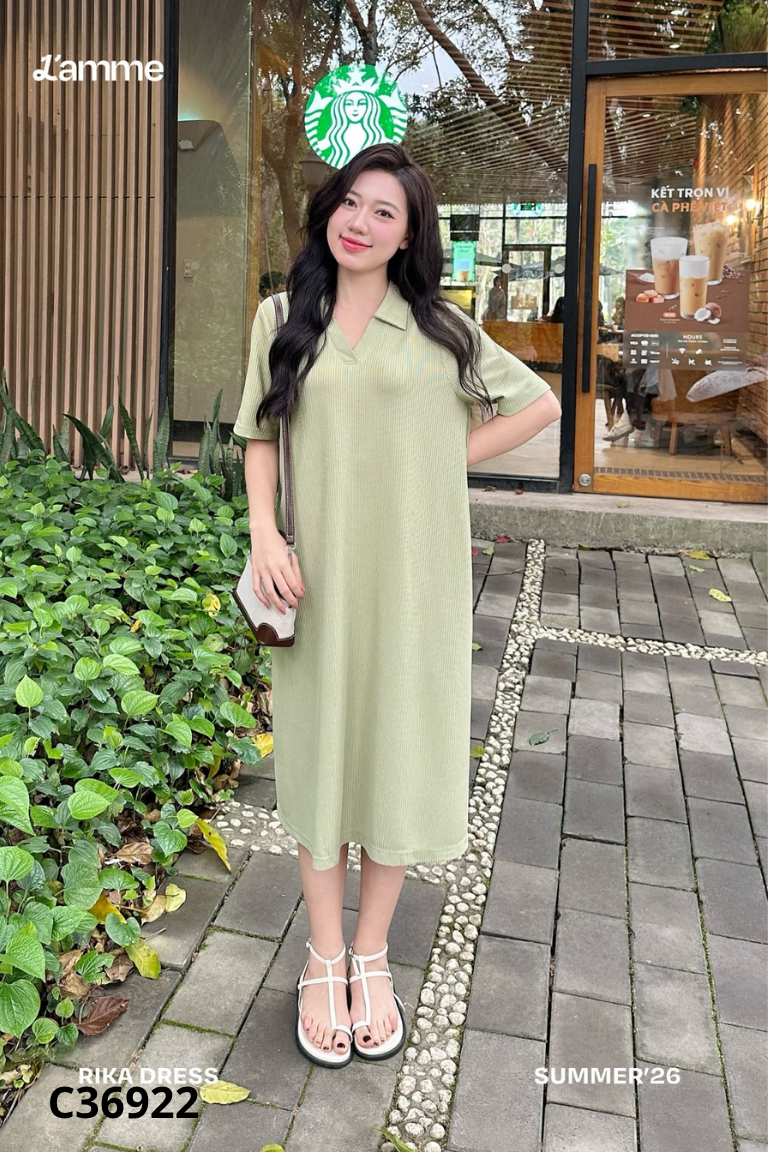 Váy L'AMME xanh cổ polo