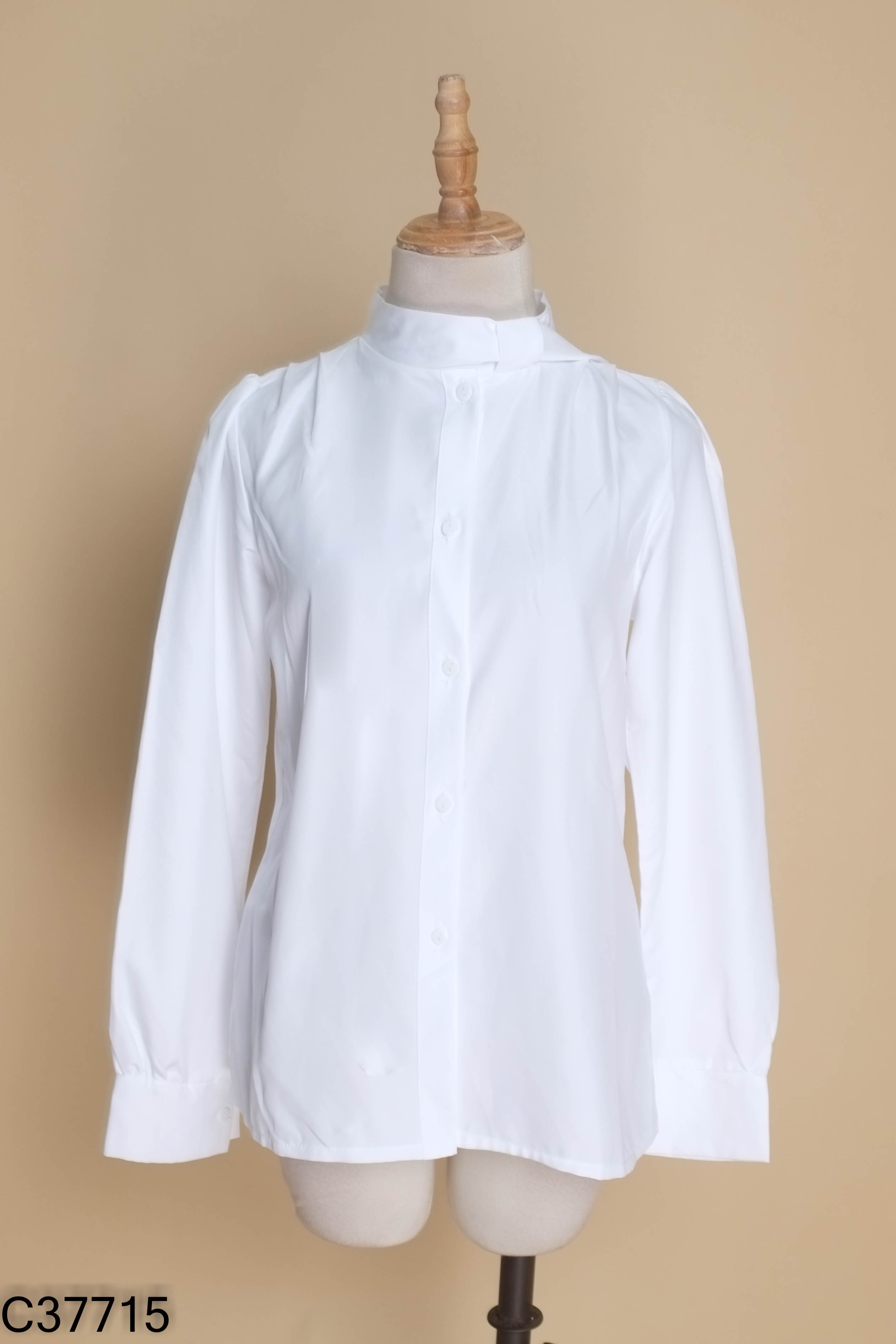 NEWTAG Áo BRIYQ sơ mi trắng buộc cổ