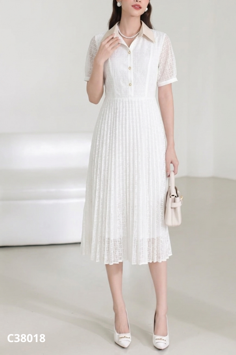 Váy be MISS ME phối ren xếp ly