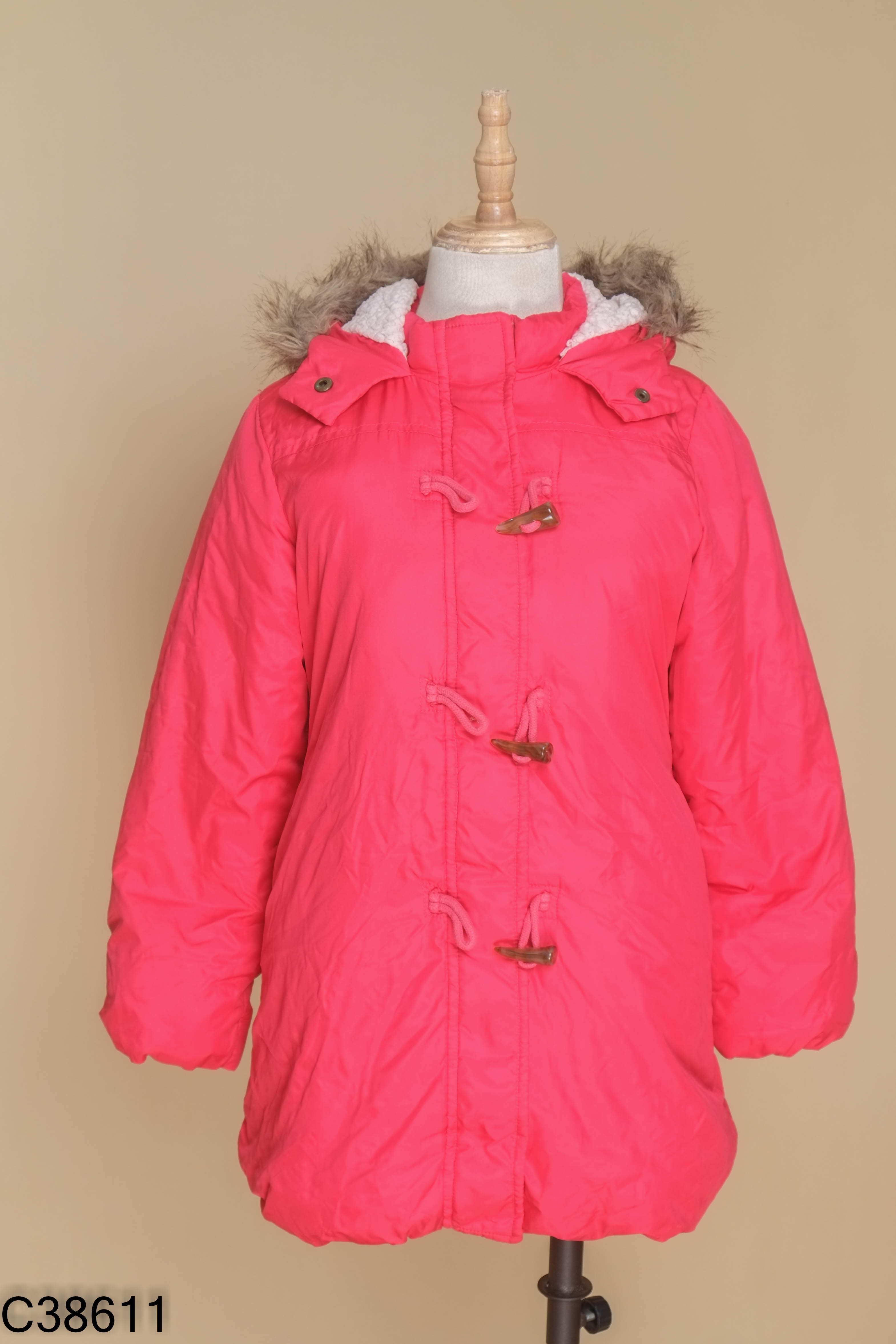 Áo khoác phao hồng OLD NAVY phối mũ lông KIDS