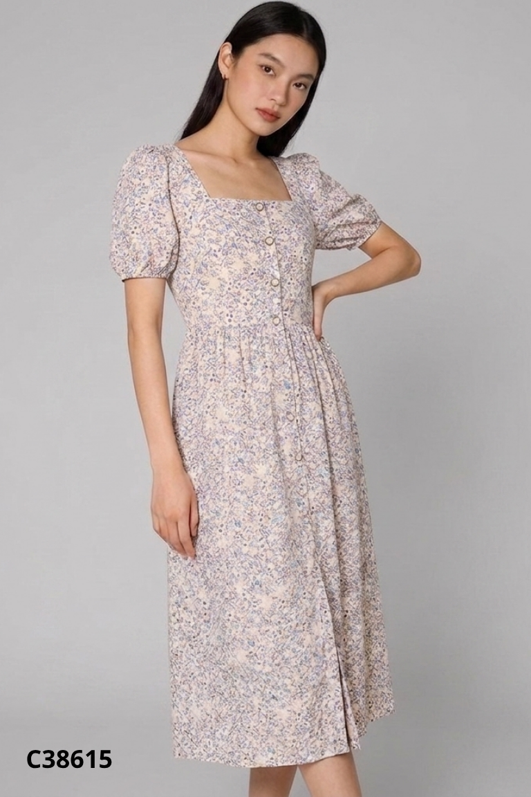 Váy CUNNIE hồng phối hoa