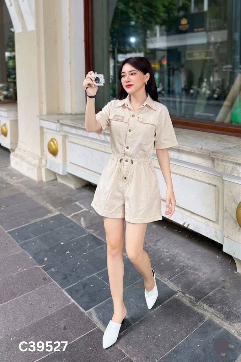 Jumpsuits be cổ sơ mi