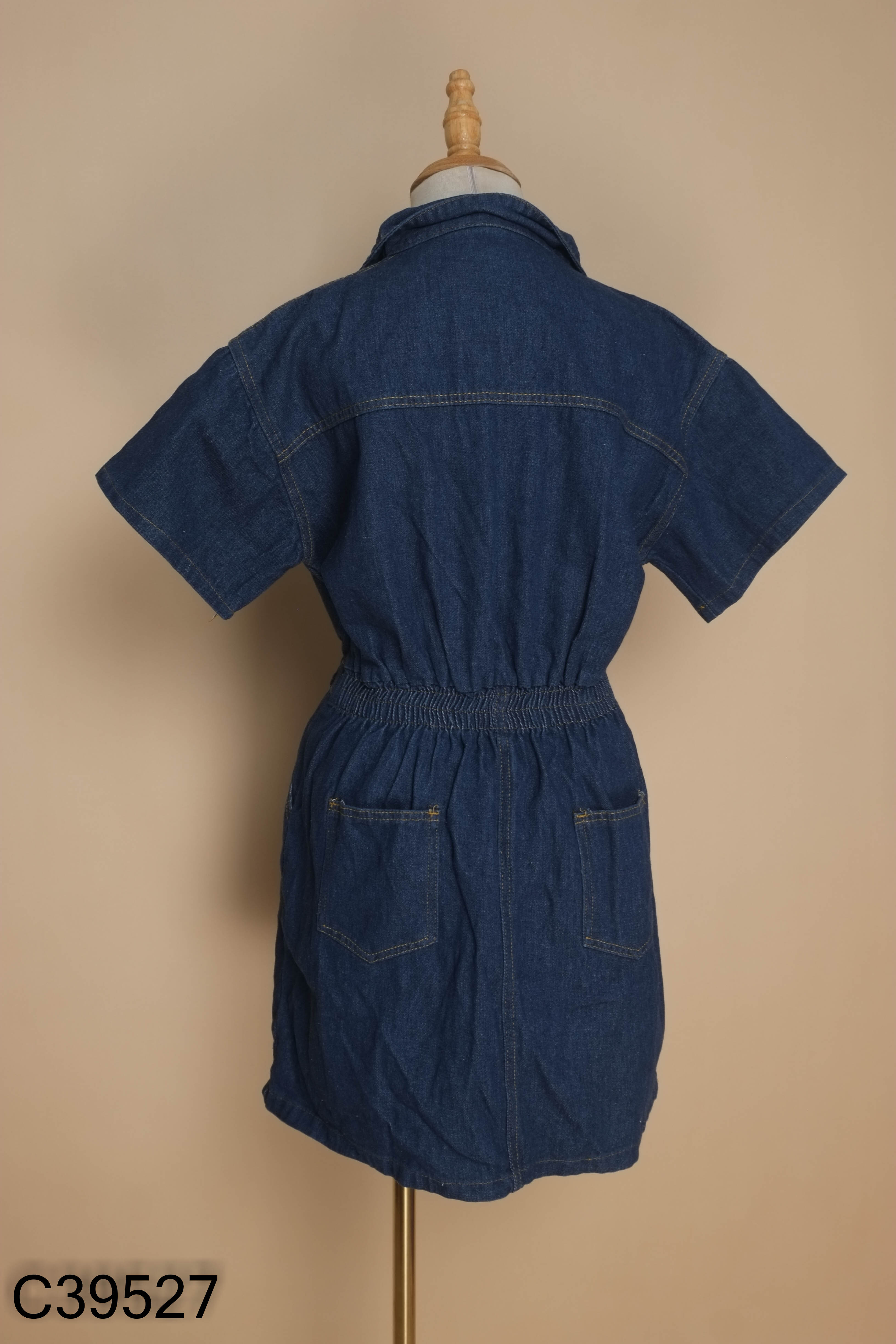 Váy jeans xanh cổ sơ mi