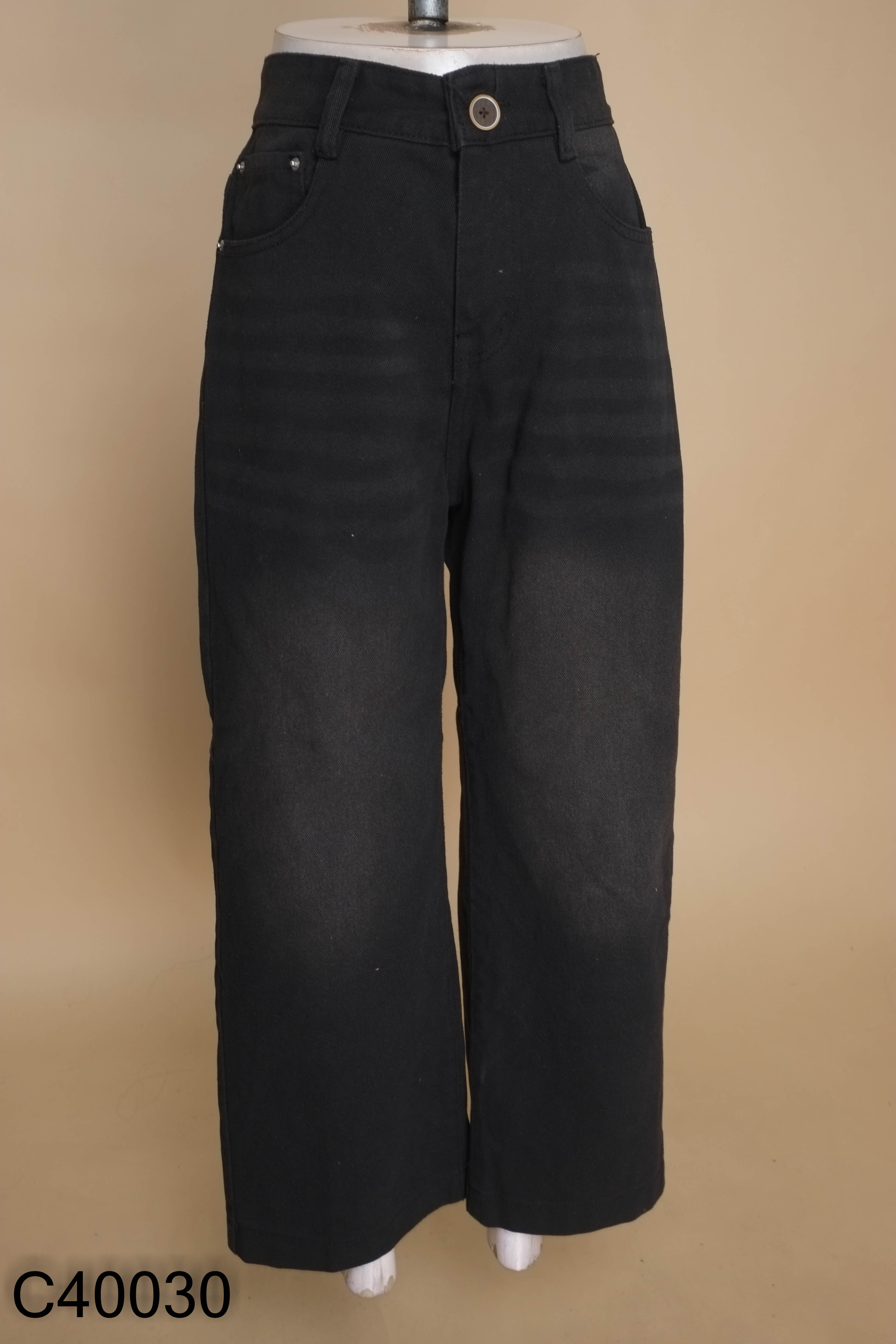 Quần jeans trơn xám đen