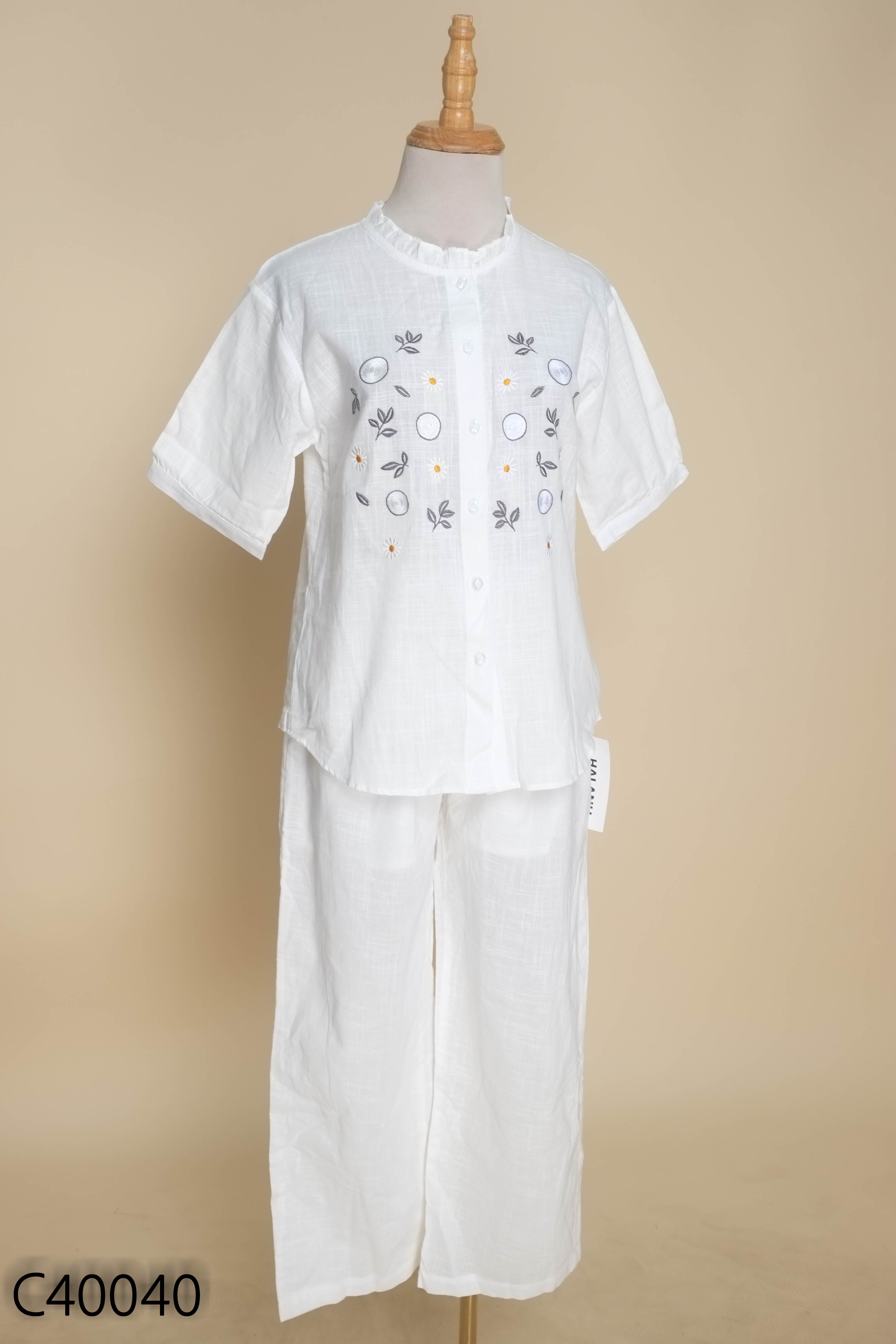 Set linen trắng HAI ANH+quần