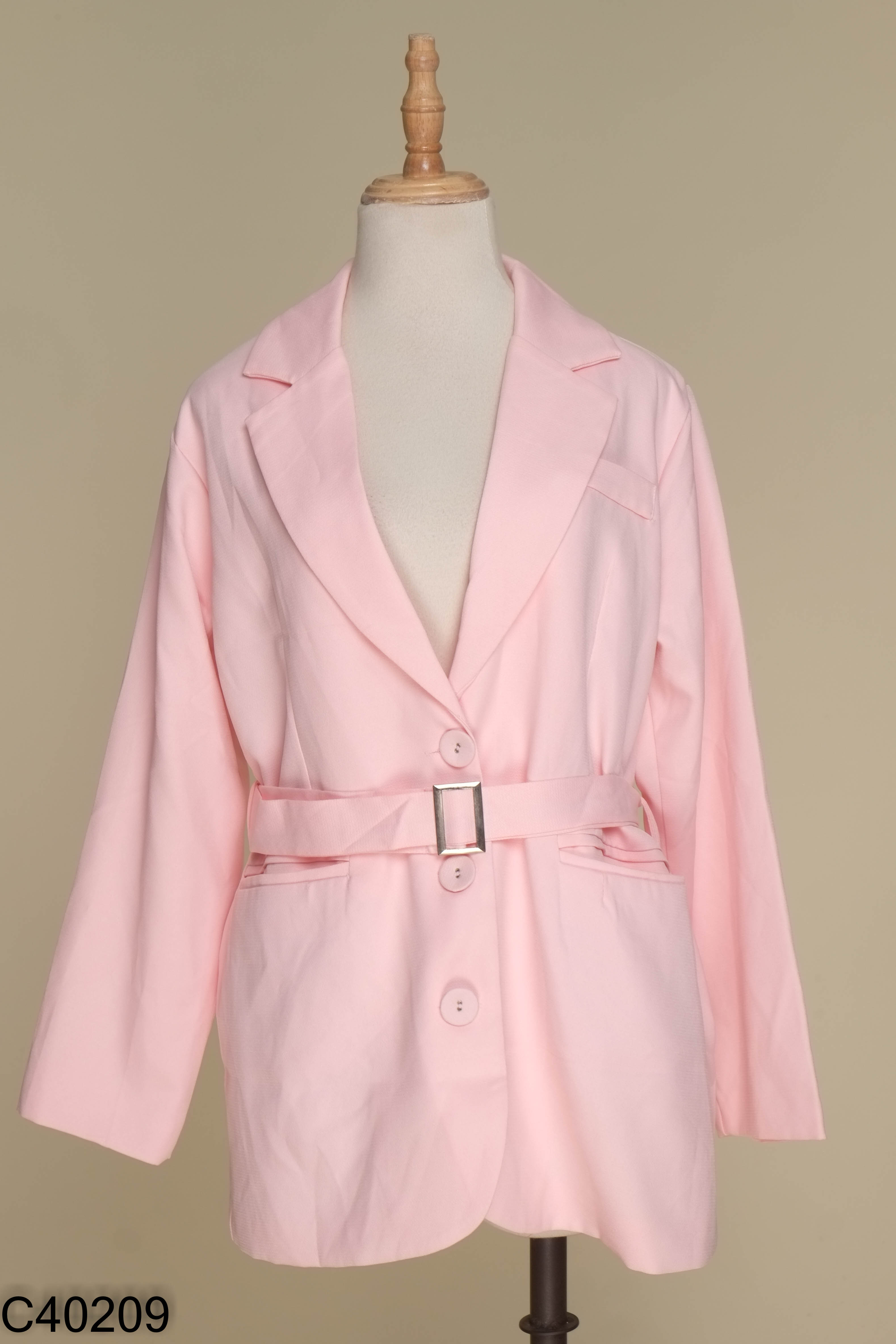NEWTAG Áo blazer hồng phối đai