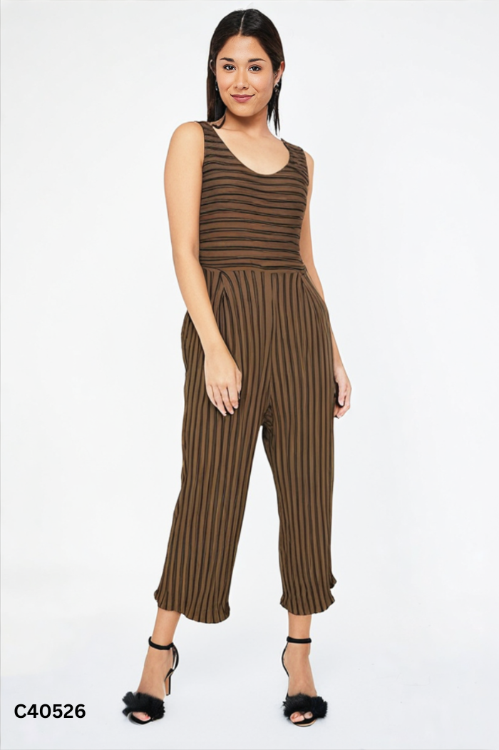 Jumpsuits nâu rêu OVS sọc đen