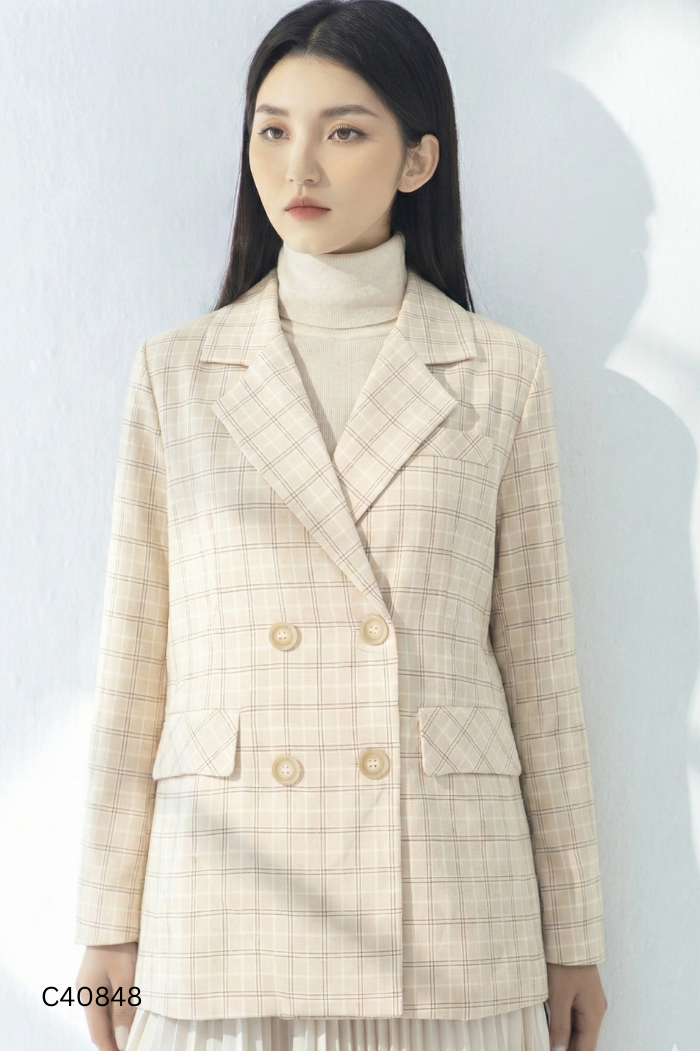 Blazer hồng caro M&M