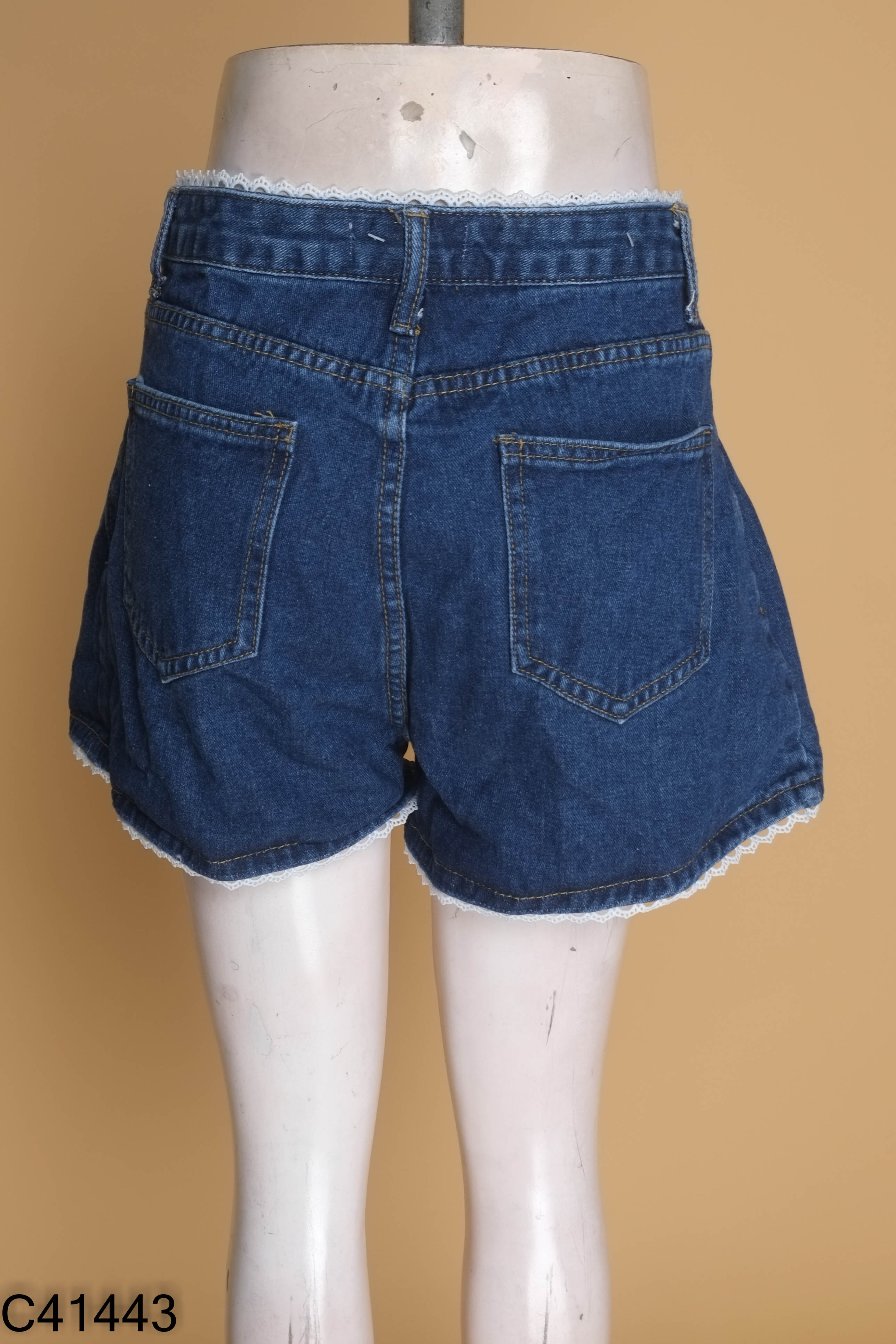 NEW Quần short jeans xanh ren