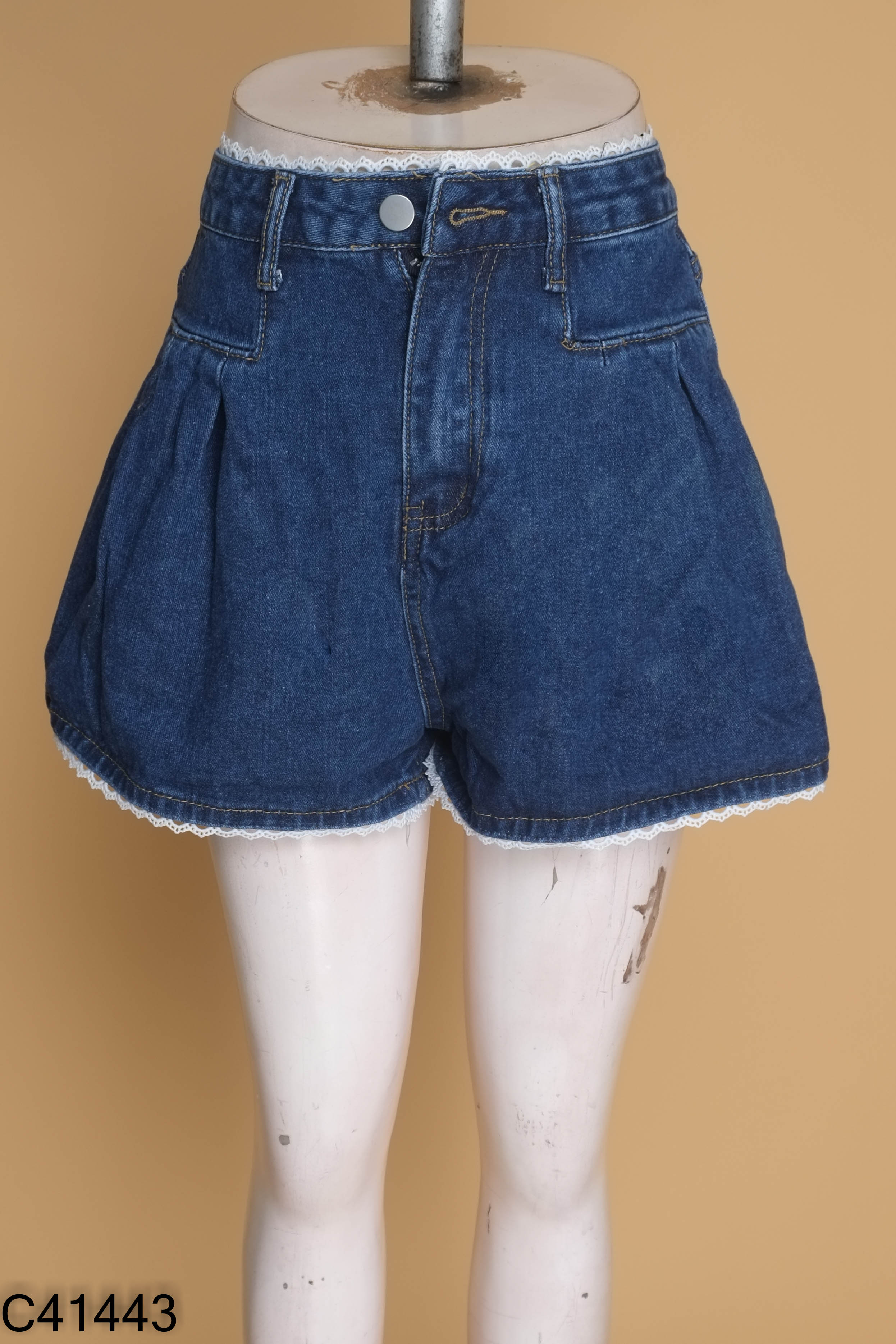 NEW Quần short jeans xanh ren