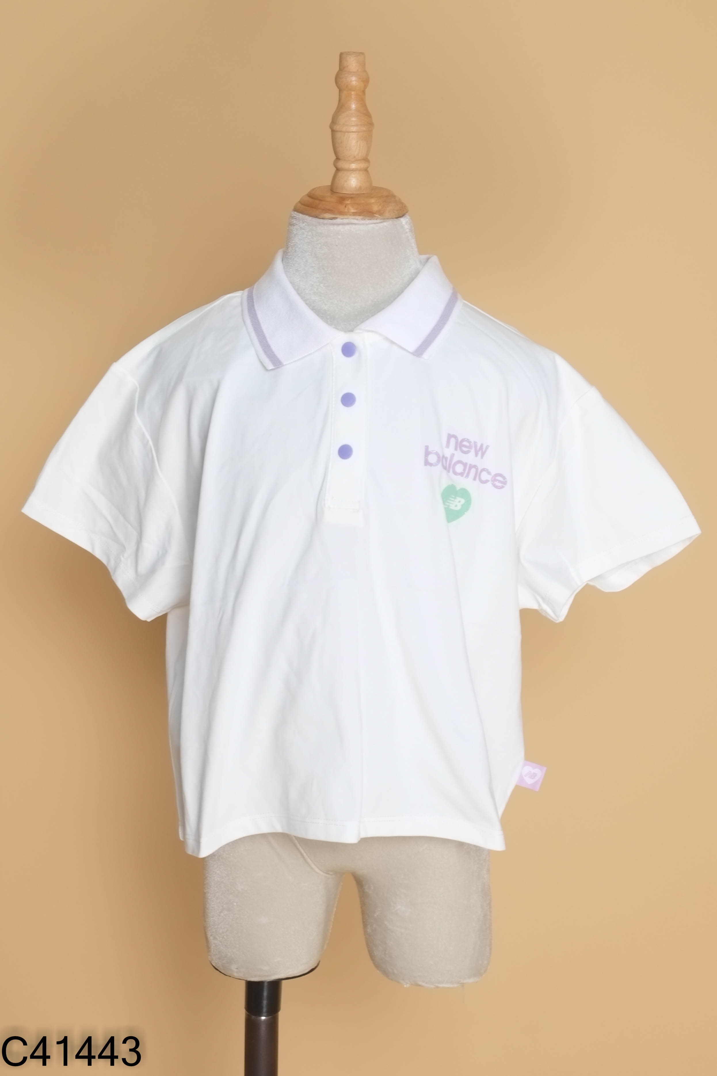 Áo thun KIDS trắng viền tím (BẨN NHẸ )