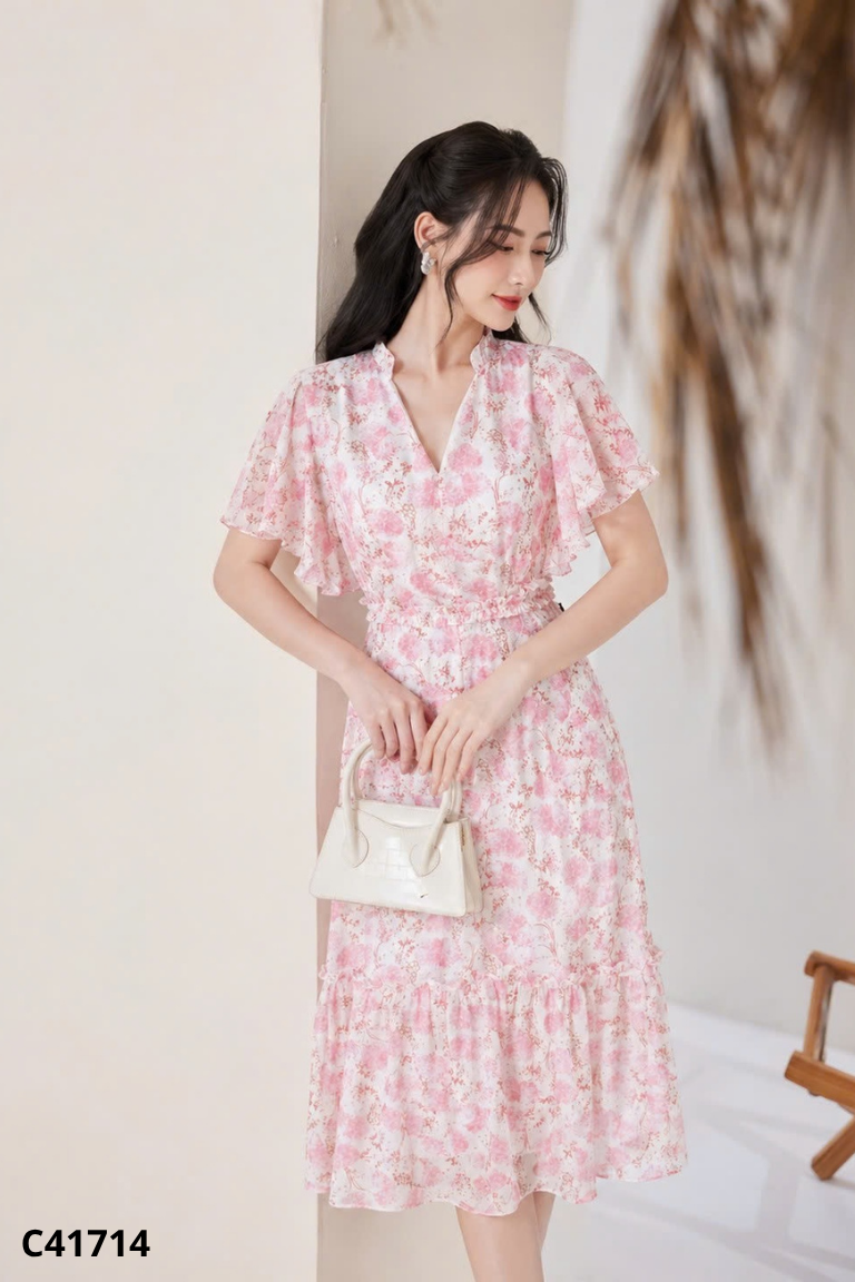 Váy ELLI hồng phối cúc