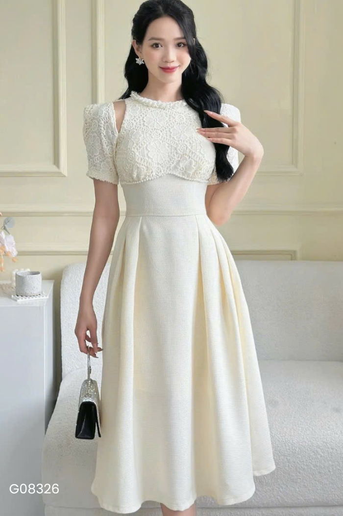 NEWTAG Váy BLUE CHIC be phối khuy ngọc